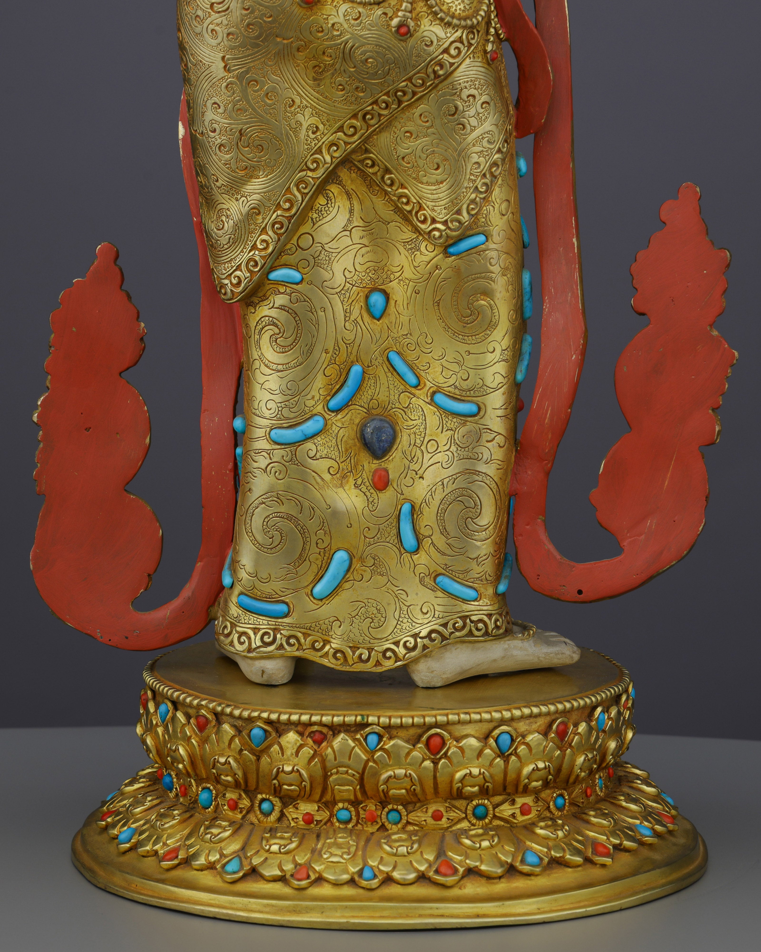 Majestic Vajrasattva | 24K Gold-Gilded Copper Statue with Precious Gemstone Inlays