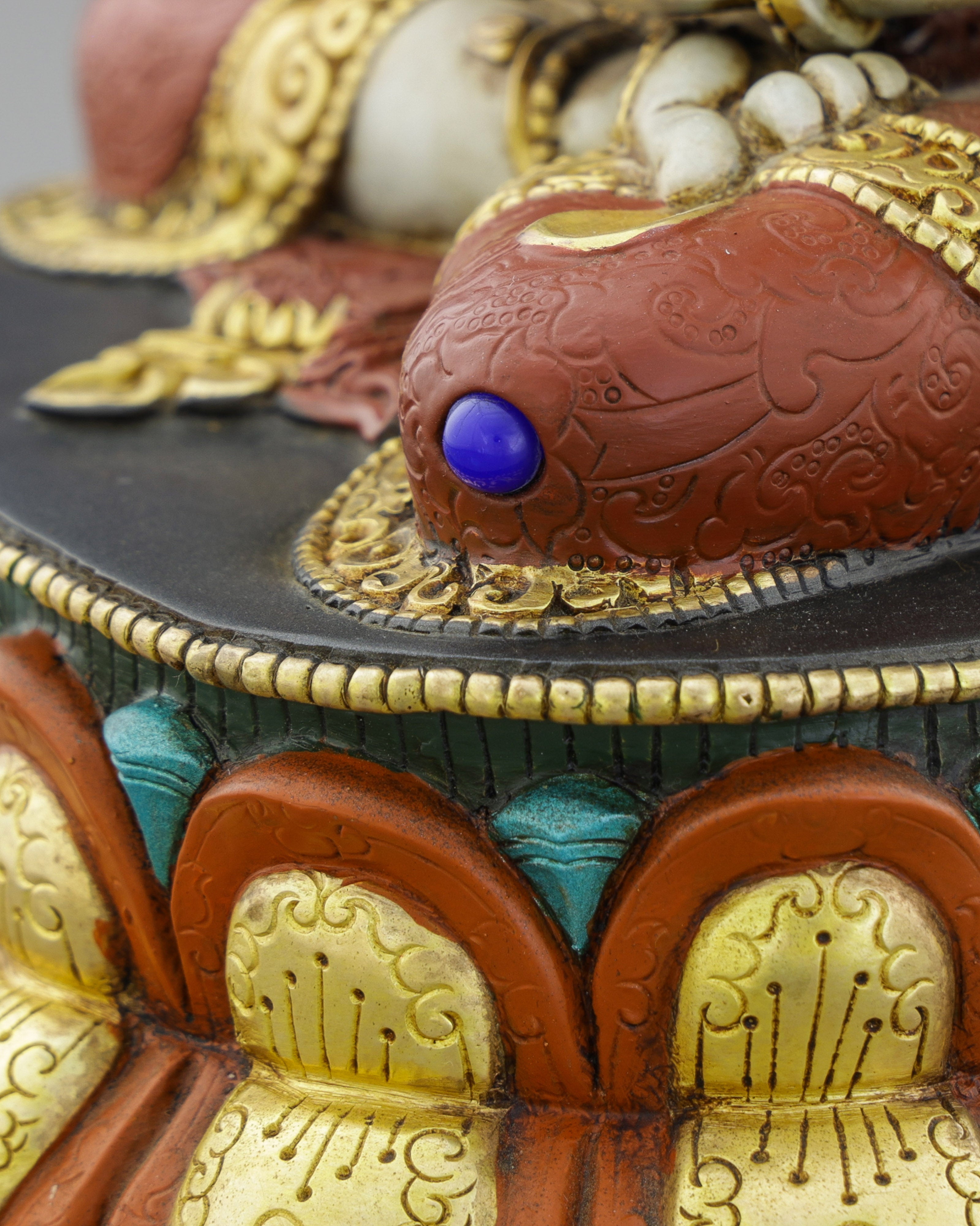Radiant Vajrasattva | Gold-Plated Copper Statue with Triple Gemstone Inlays