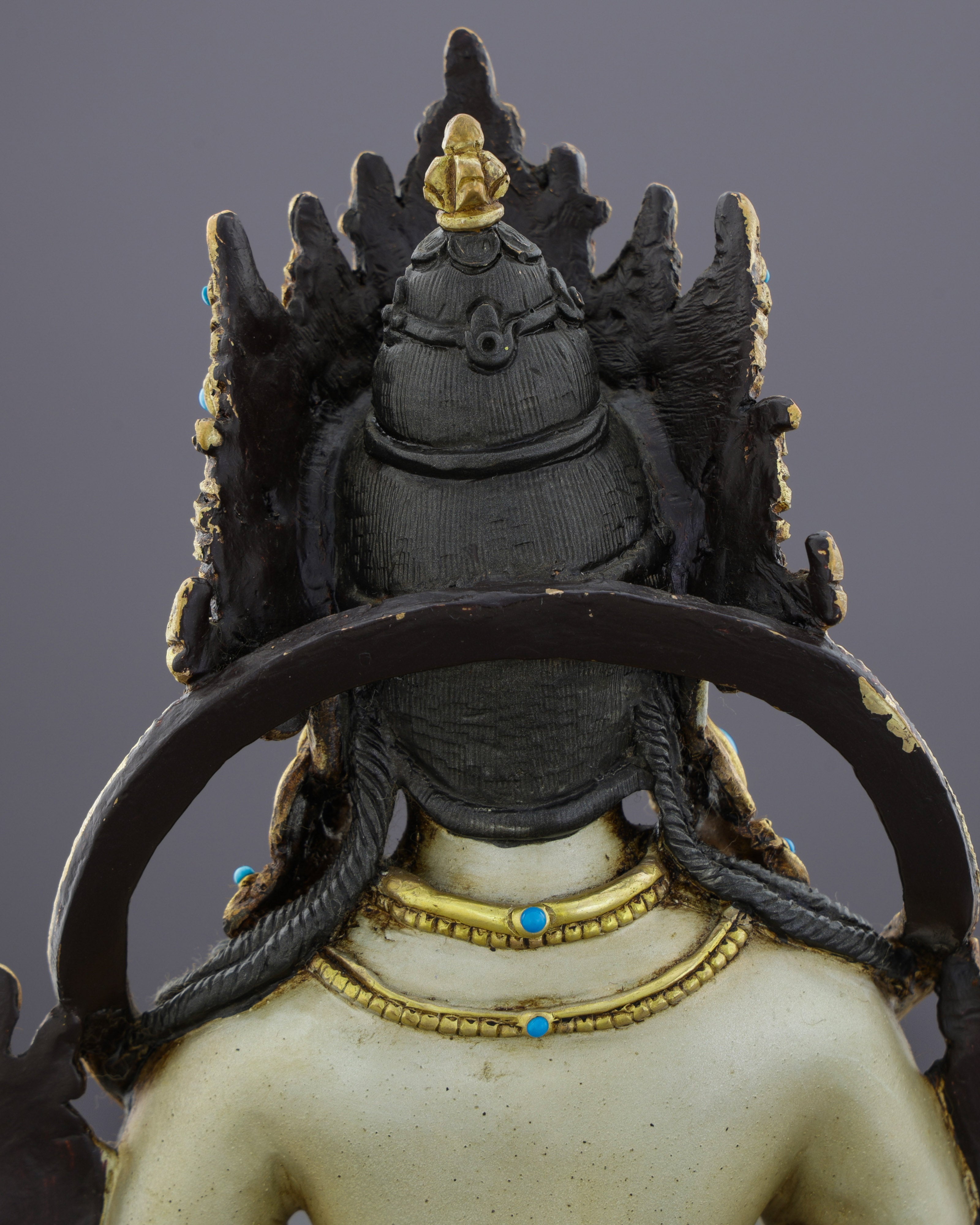 Radiant Vajrasattva | Gold-Plated Copper Statue with Triple Gemstone Inlays