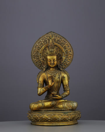 Fearless Accomplishment | Majestic Antique Amoghasiddhi Buddha Statue&nbsp;