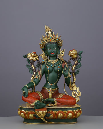 Handcrafted Green Tara Statue | Embodiment of Active Compassion