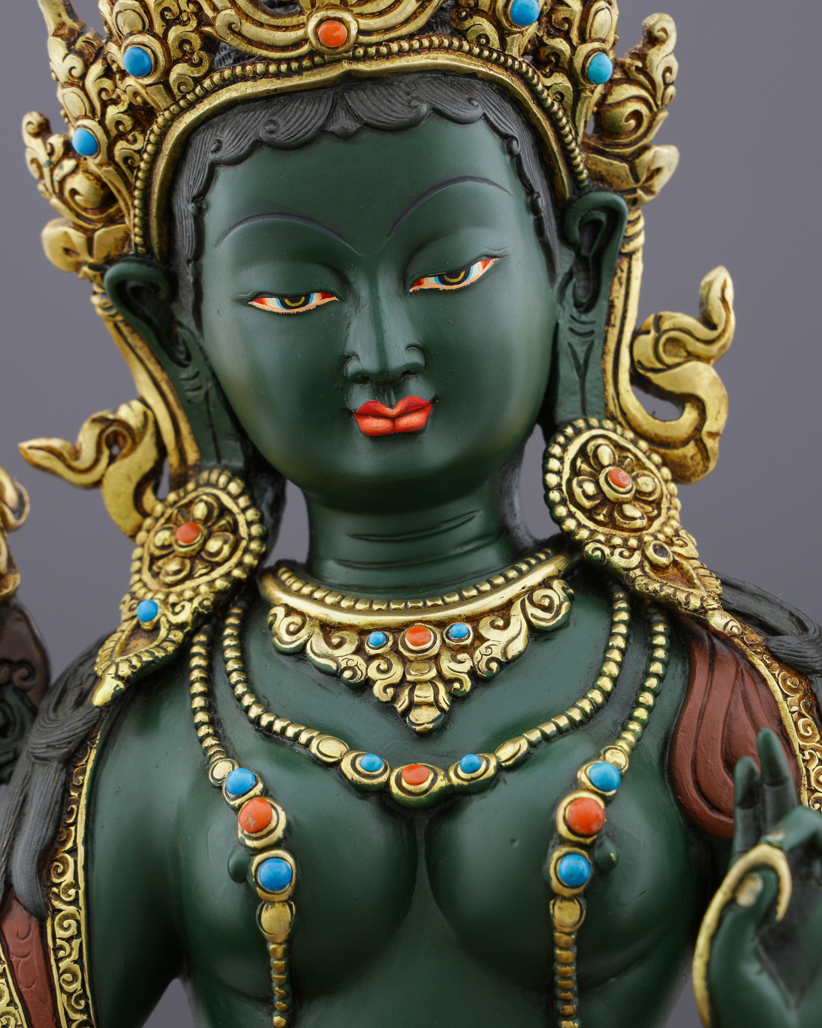 Handcrafted Green Tara Statue | Embodiment of Active Compassion