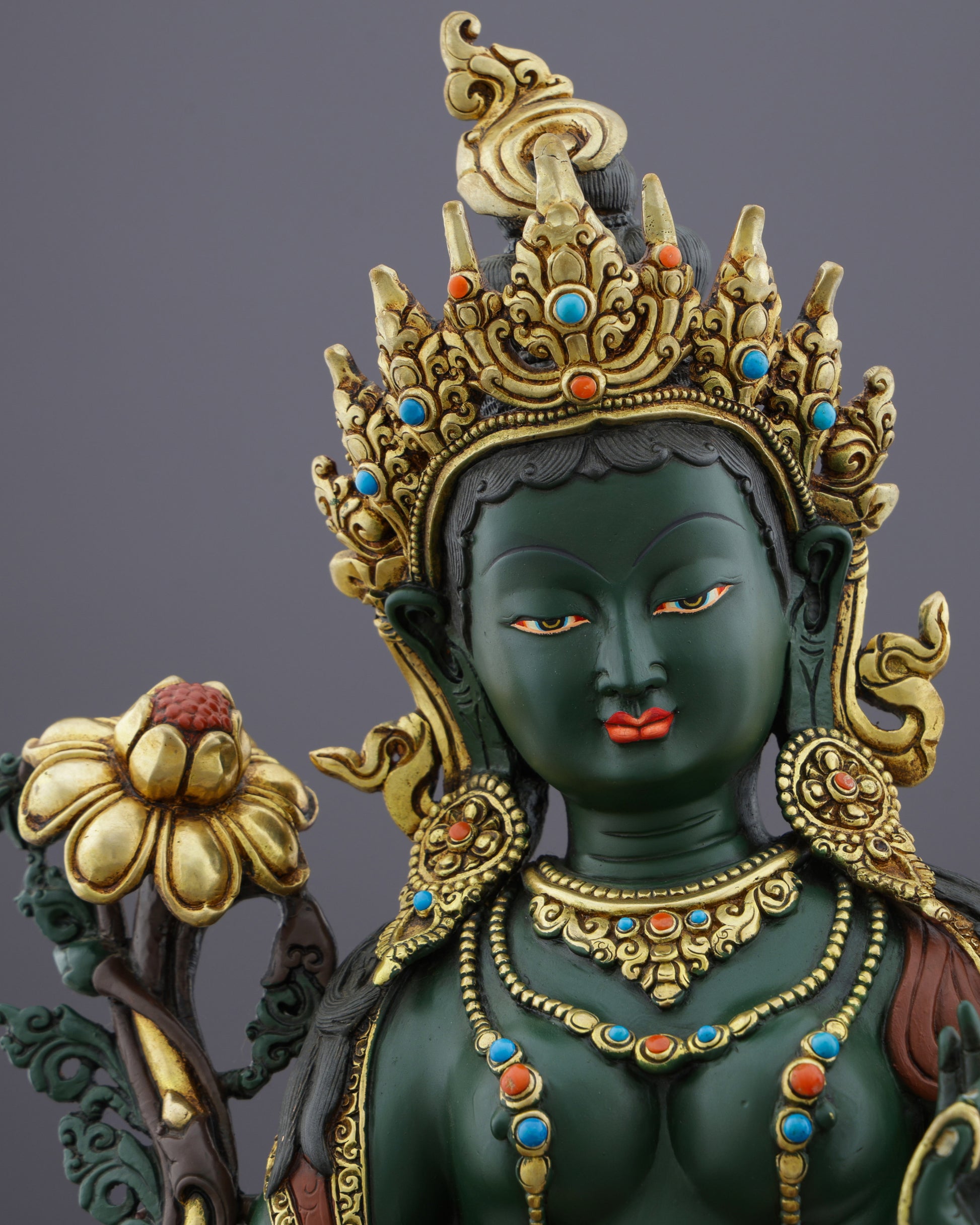 Handcrafted Green Tara Statue | Embodiment of Active Compassion - Authentic Handcrafted Statue