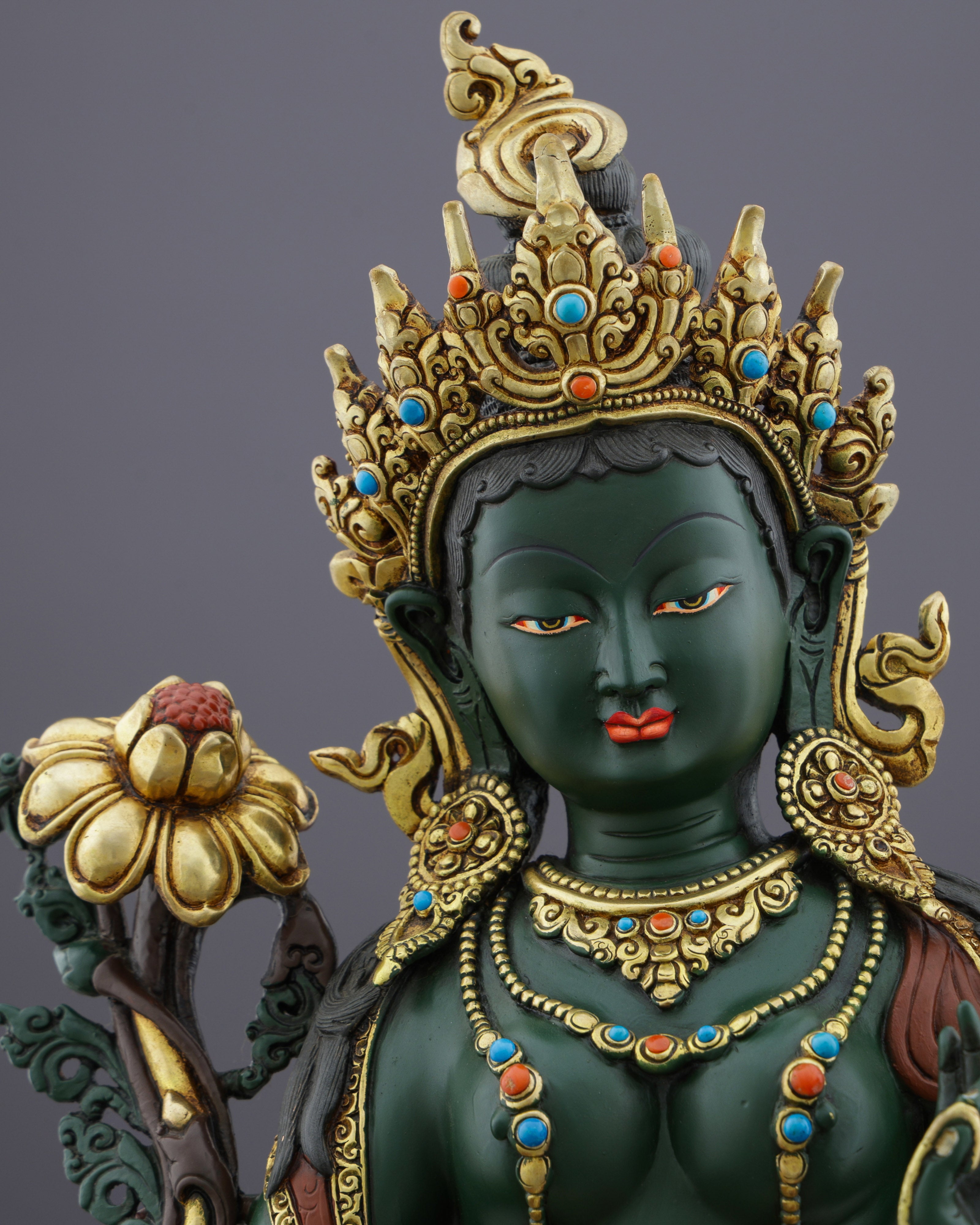Handcrafted Green Tara Statue | Embodiment of Active Compassion