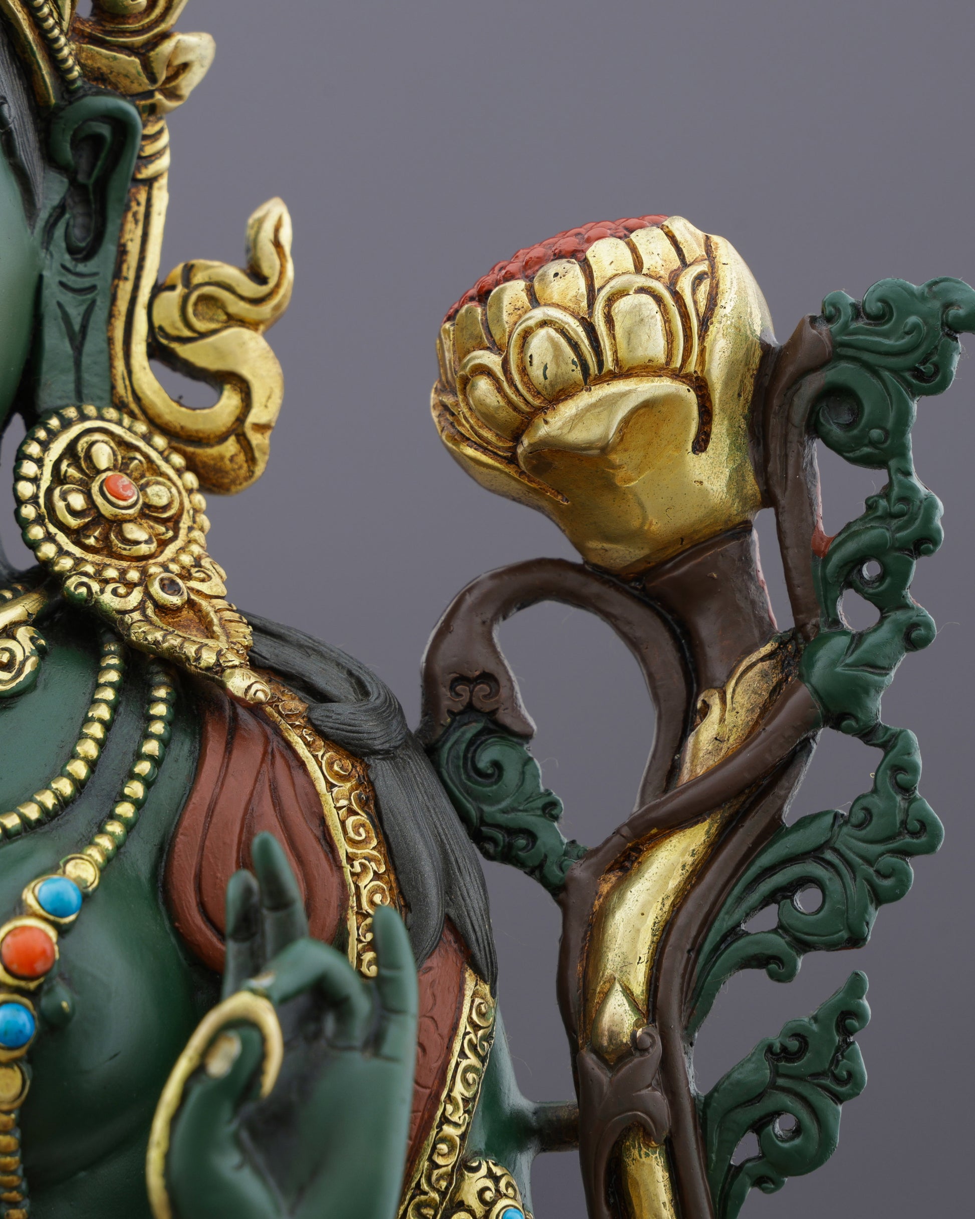 Handcrafted Green Tara Statue | Embodiment of Active Compassion - Authentic Handcrafted Statue