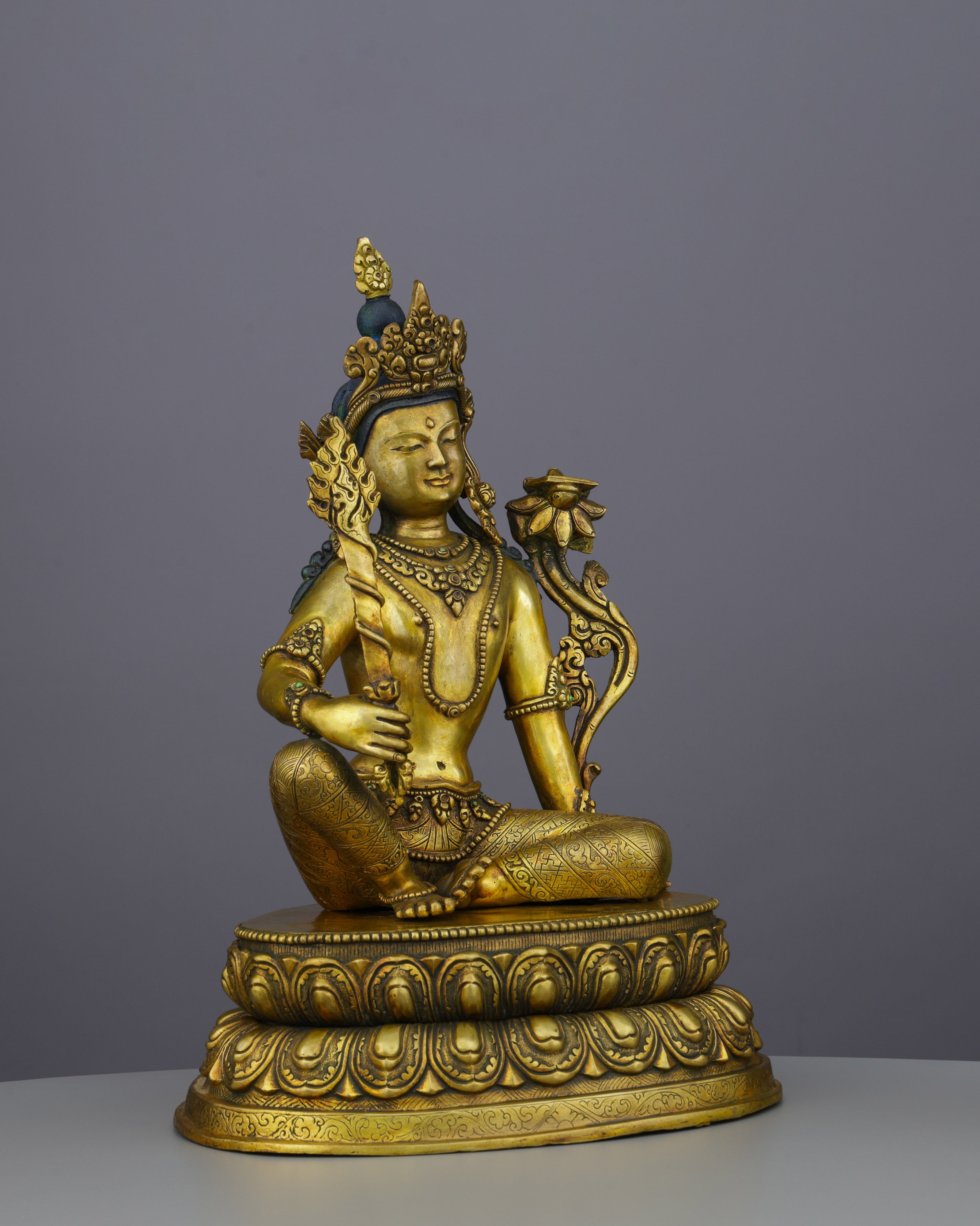 Divine Wisdom Embodied | Magnificent Antique Manjushri Statue