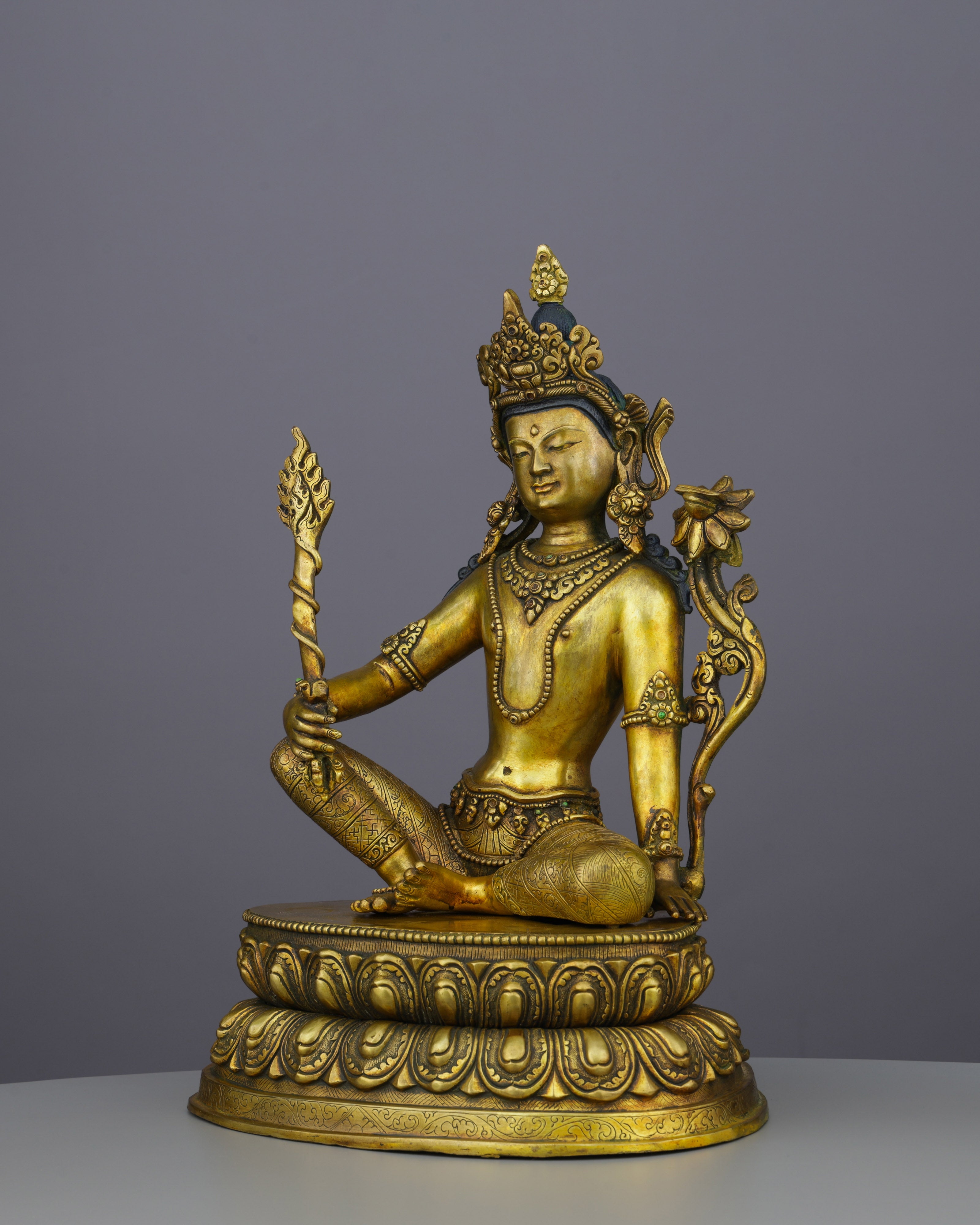 Divine Wisdom Embodied | Magnificent Antique Manjushri Statue