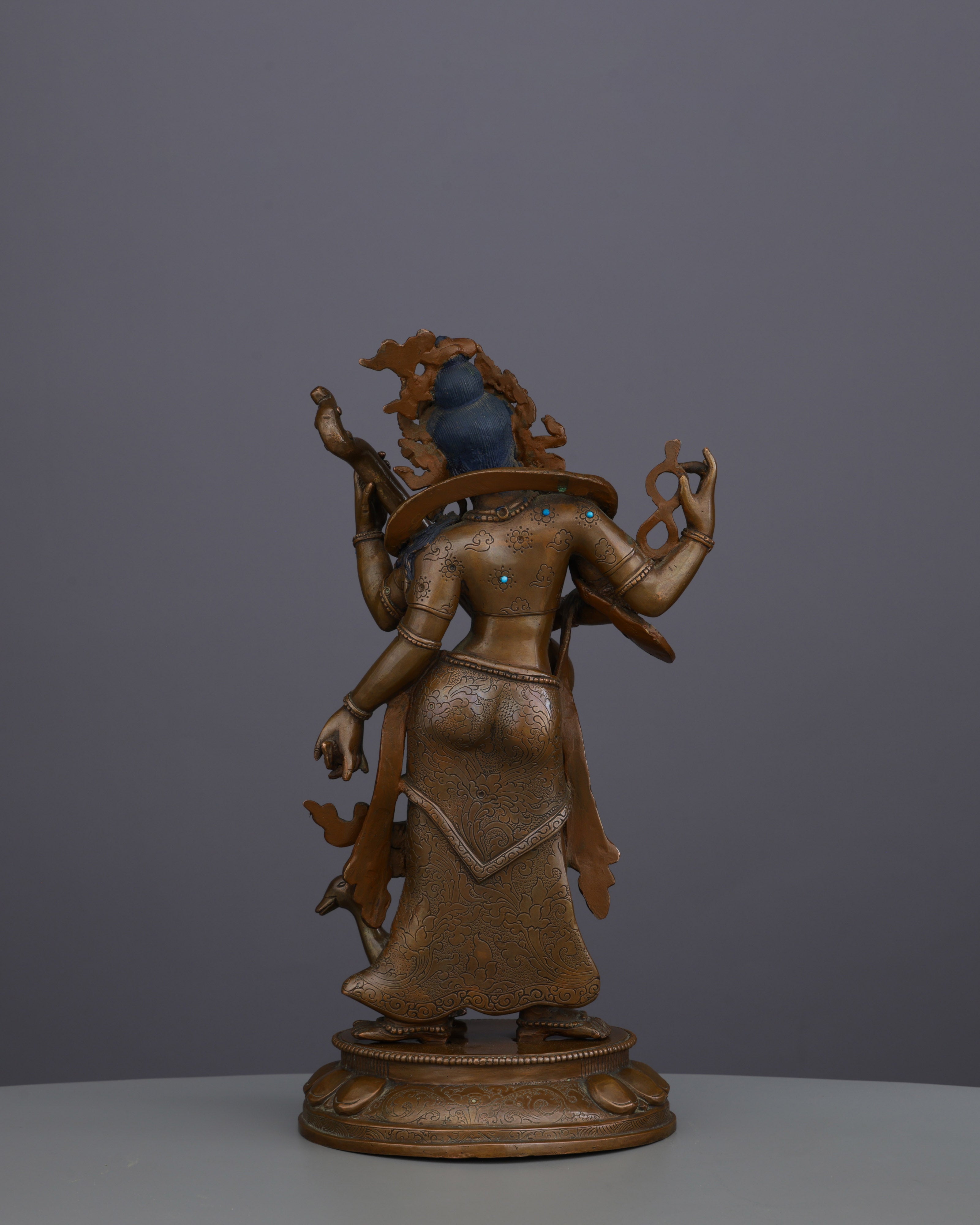 Oxidized Saraswati Statue | Divine Melody of Wisdom from Nepalese Artisans