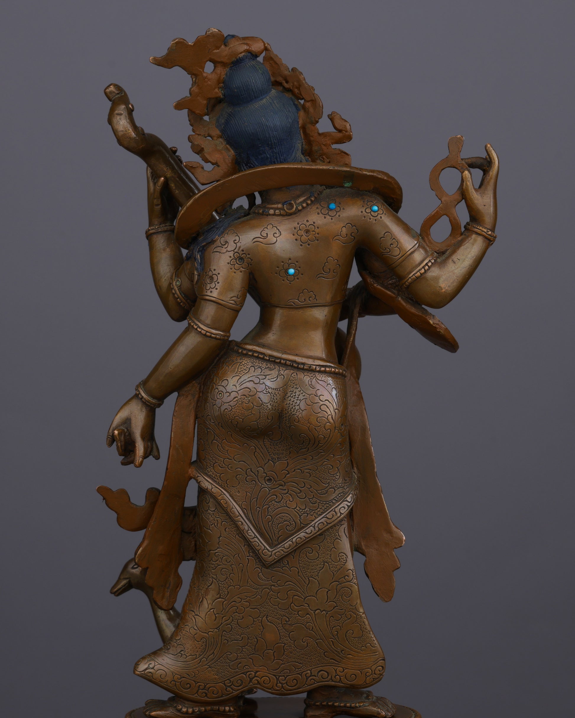Oxidized Saraswati Statue | Divine Melody of Wisdom from Nepalese Artisans - Authentic Handcrafted Statue
