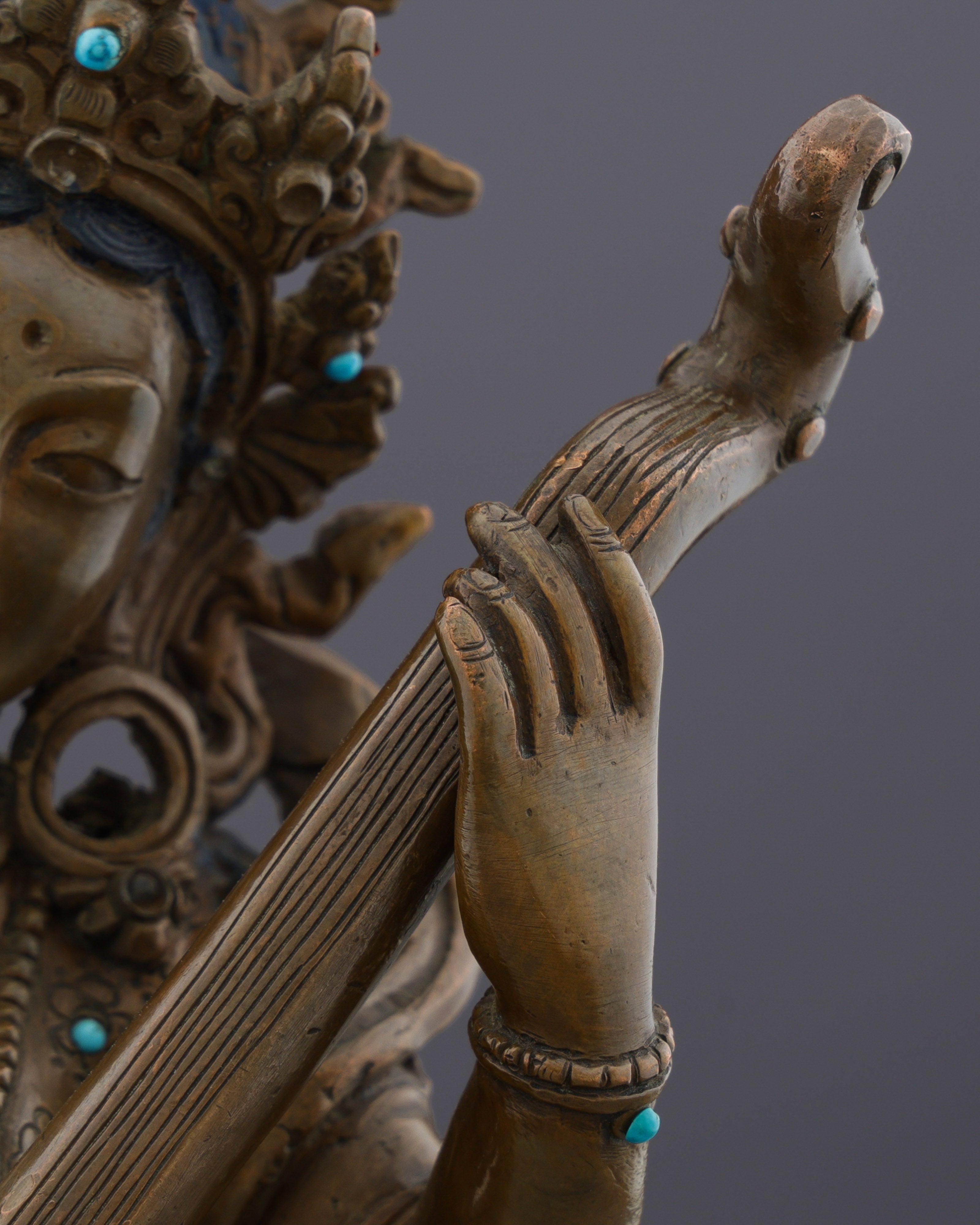 Oxidized Saraswati Statue | Divine Melody of Wisdom from Nepalese Artisans