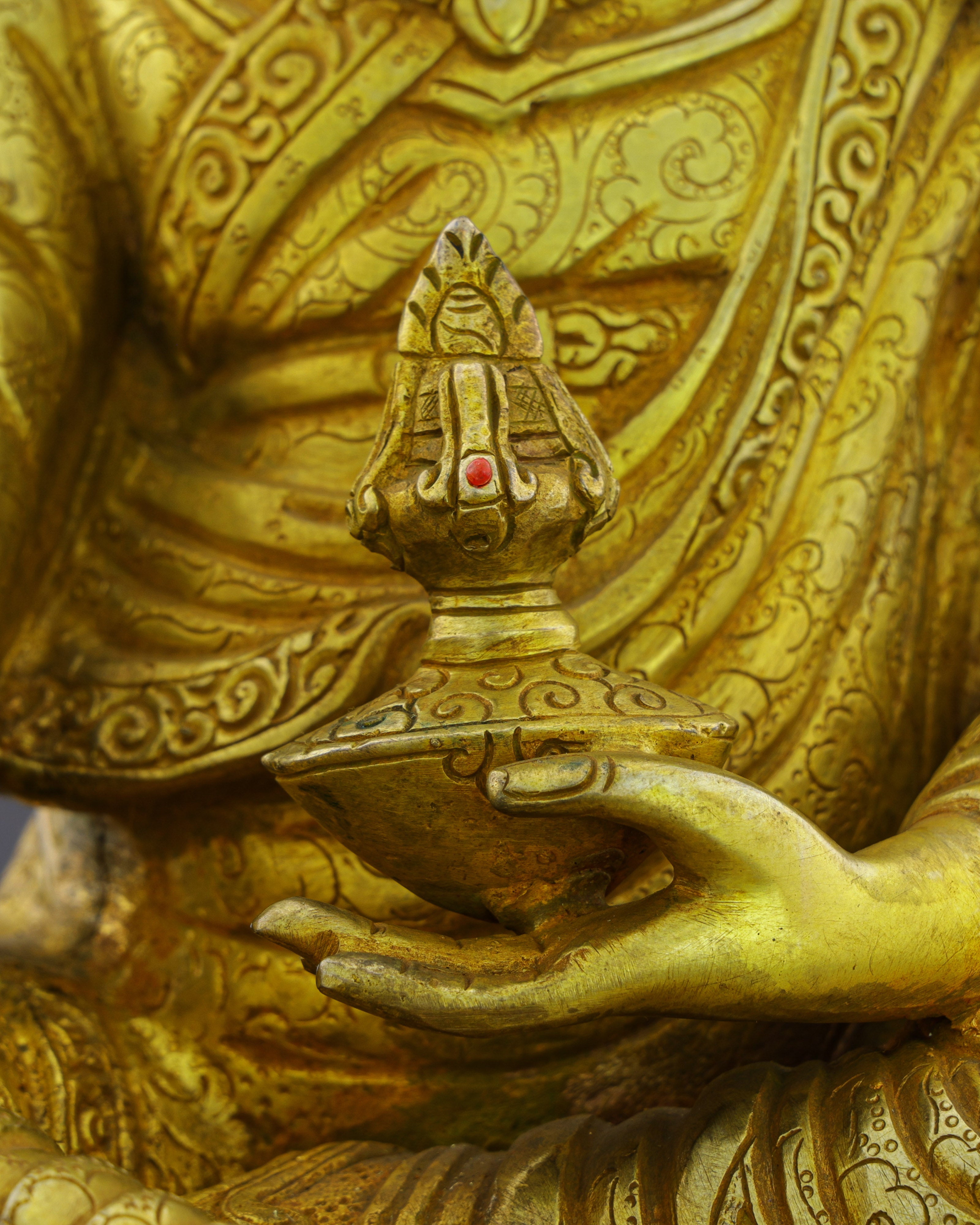 24K Gold Gilded Guru Orgyen Norlha Statue | Treasure Revealer of Padmasambhava