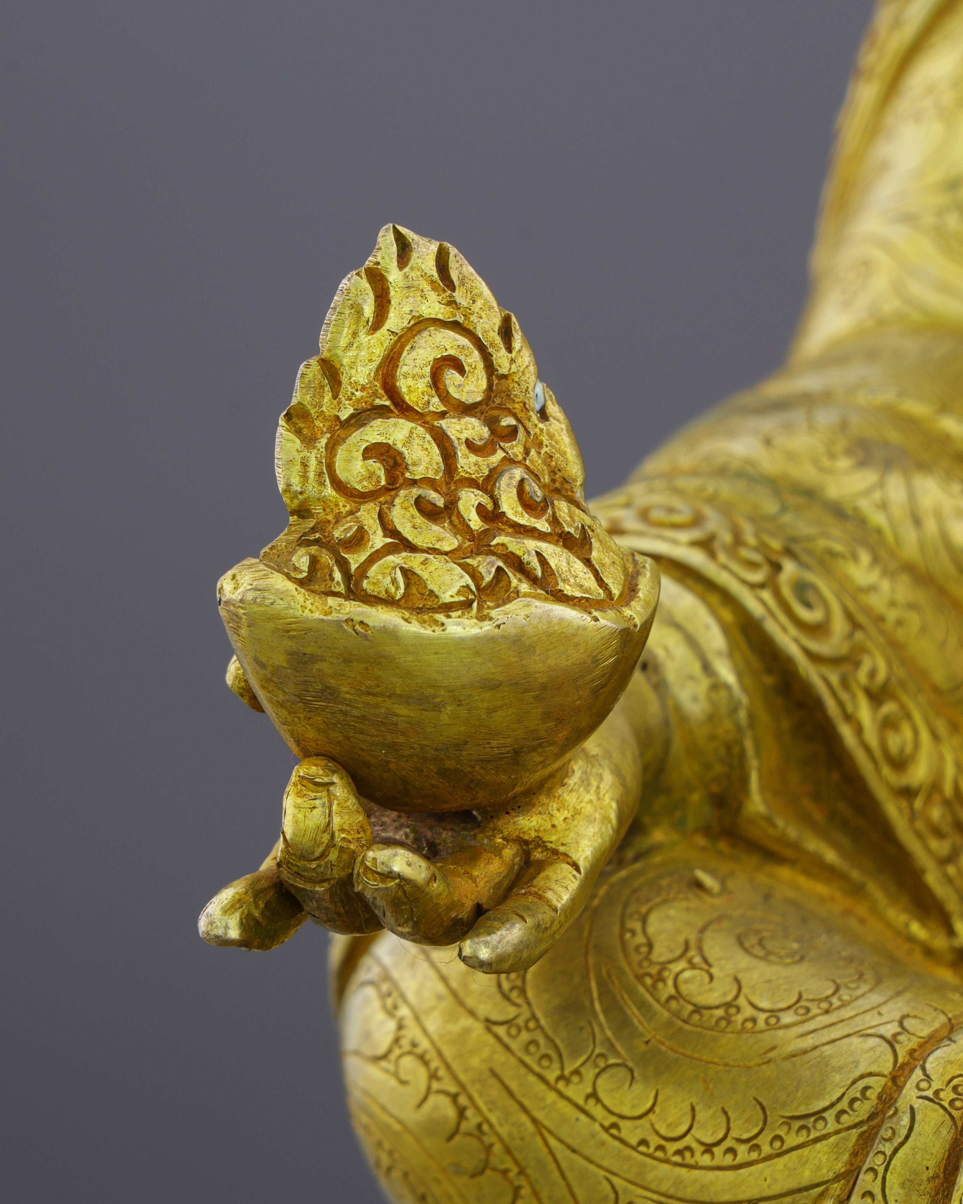 24K Gold Gilded Guru Orgyen Norlha Statue | Treasure Revealer of Padmasambhava