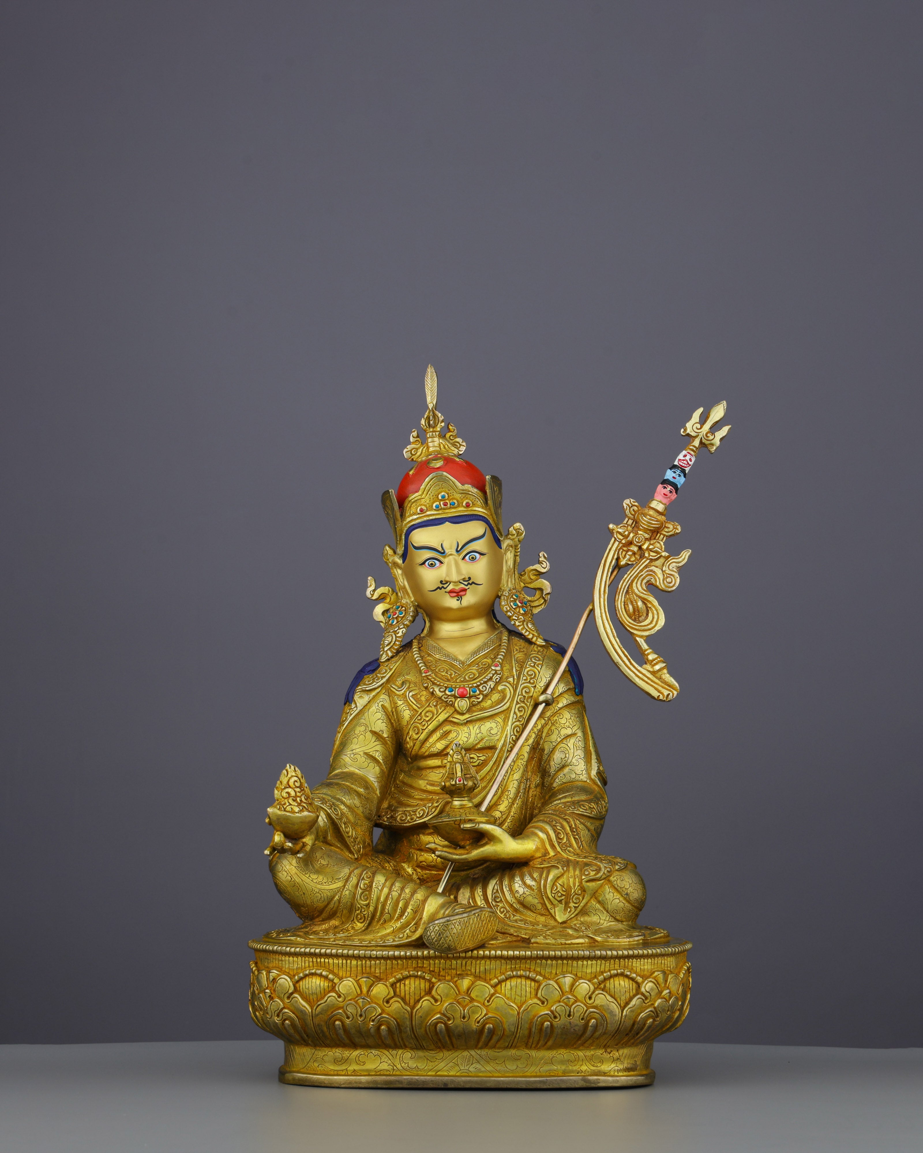 24K Gold Gilded Guru Orgyen Norlha Statue | Treasure Revealer of Padmasambhava