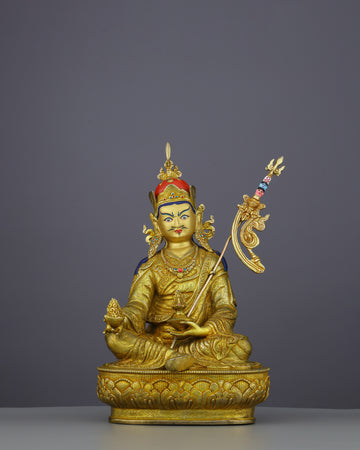 24K Gold Gilded Guru Orgyen Norlha Statue | Treasure Revealer of Padmasambhava
