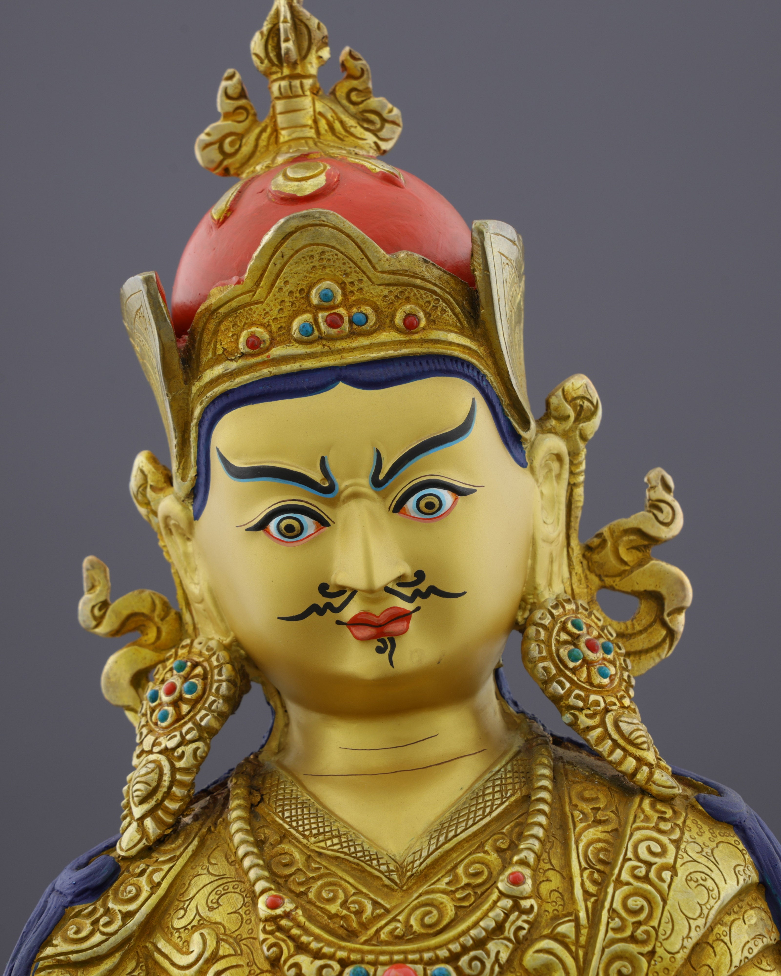 24K Gold Gilded Guru Orgyen Norlha Statue | Treasure Revealer of Padmasambhava