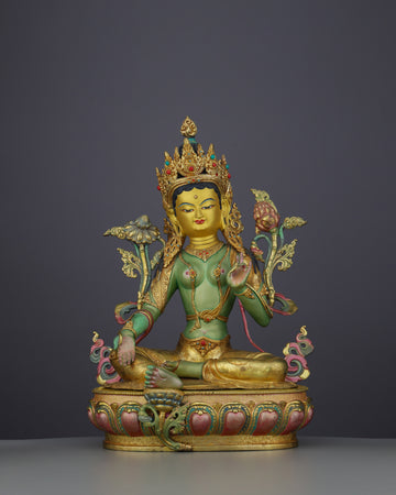 Divine Grace Embodied | Exquisite Handcrafted Green Tara Statue