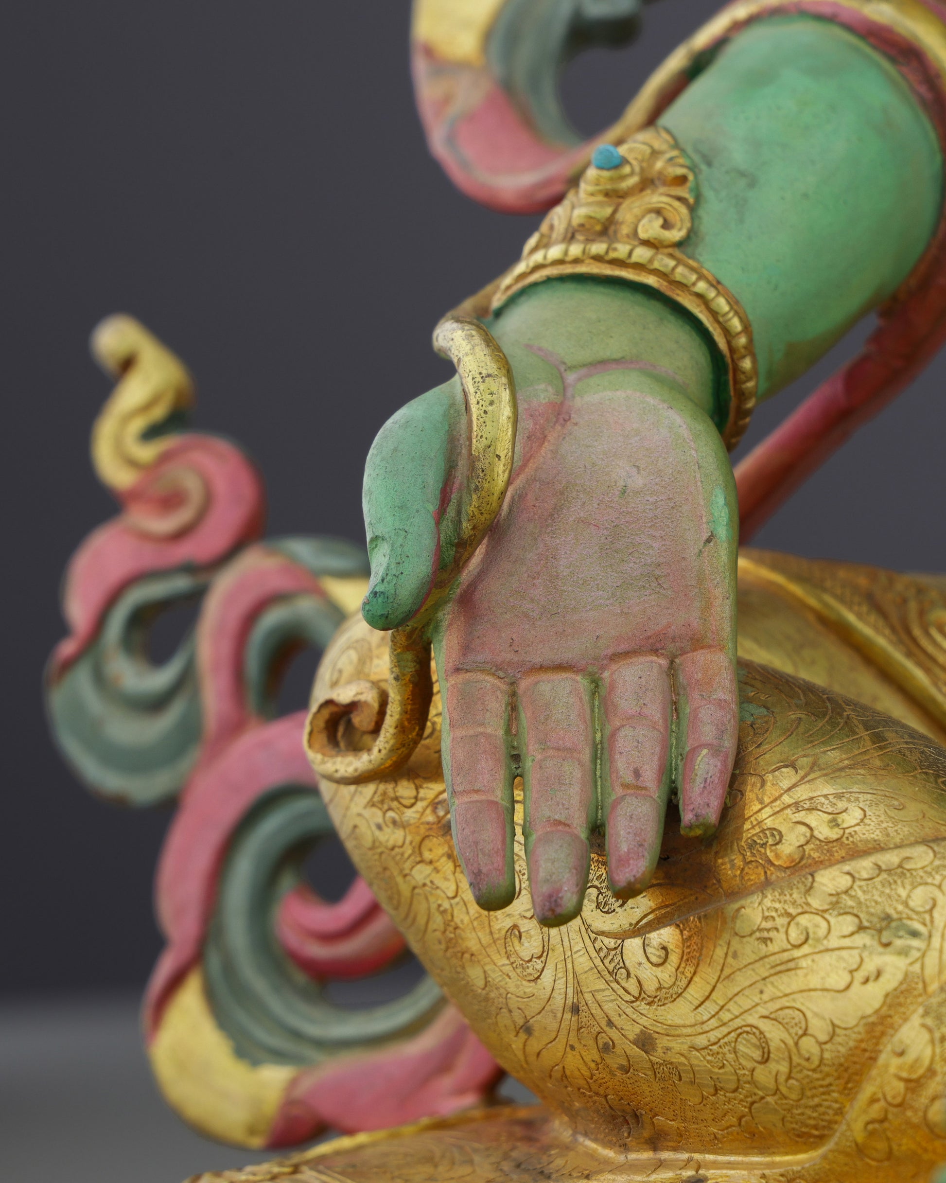 Divine Grace Embodied | Exquisite Handcrafted Green Tara Statue - Authentic Handcrafted Statue