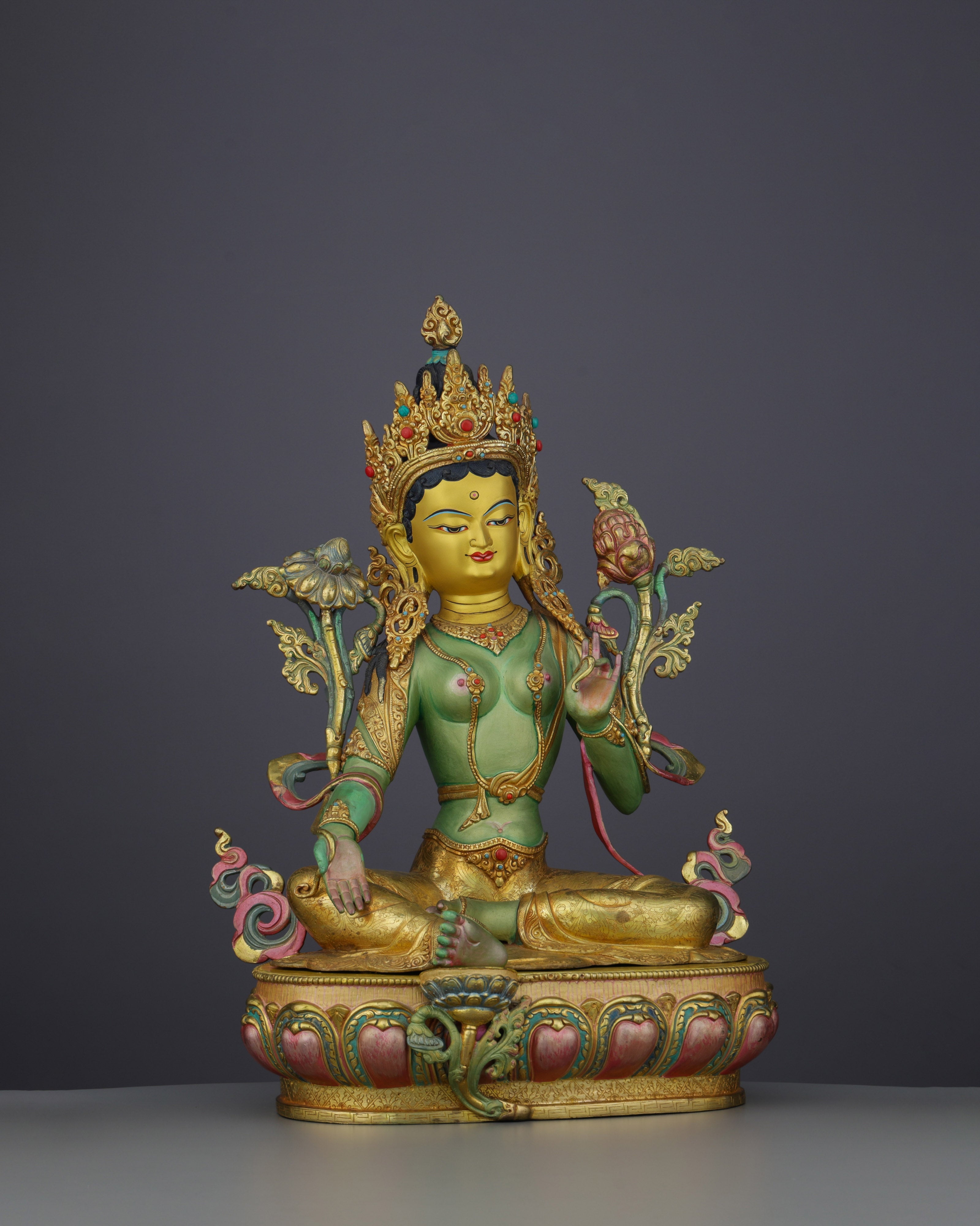 Divine Grace Embodied | Exquisite Handcrafted Green Tara Statue