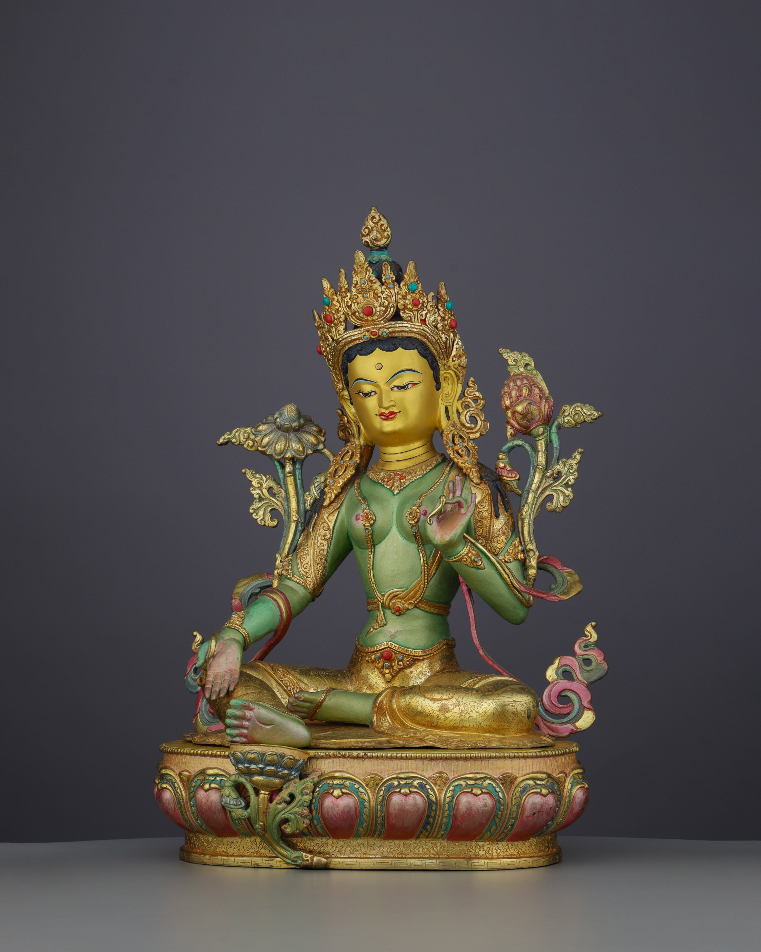 Divine Grace Embodied | Exquisite Handcrafted Green Tara Statue