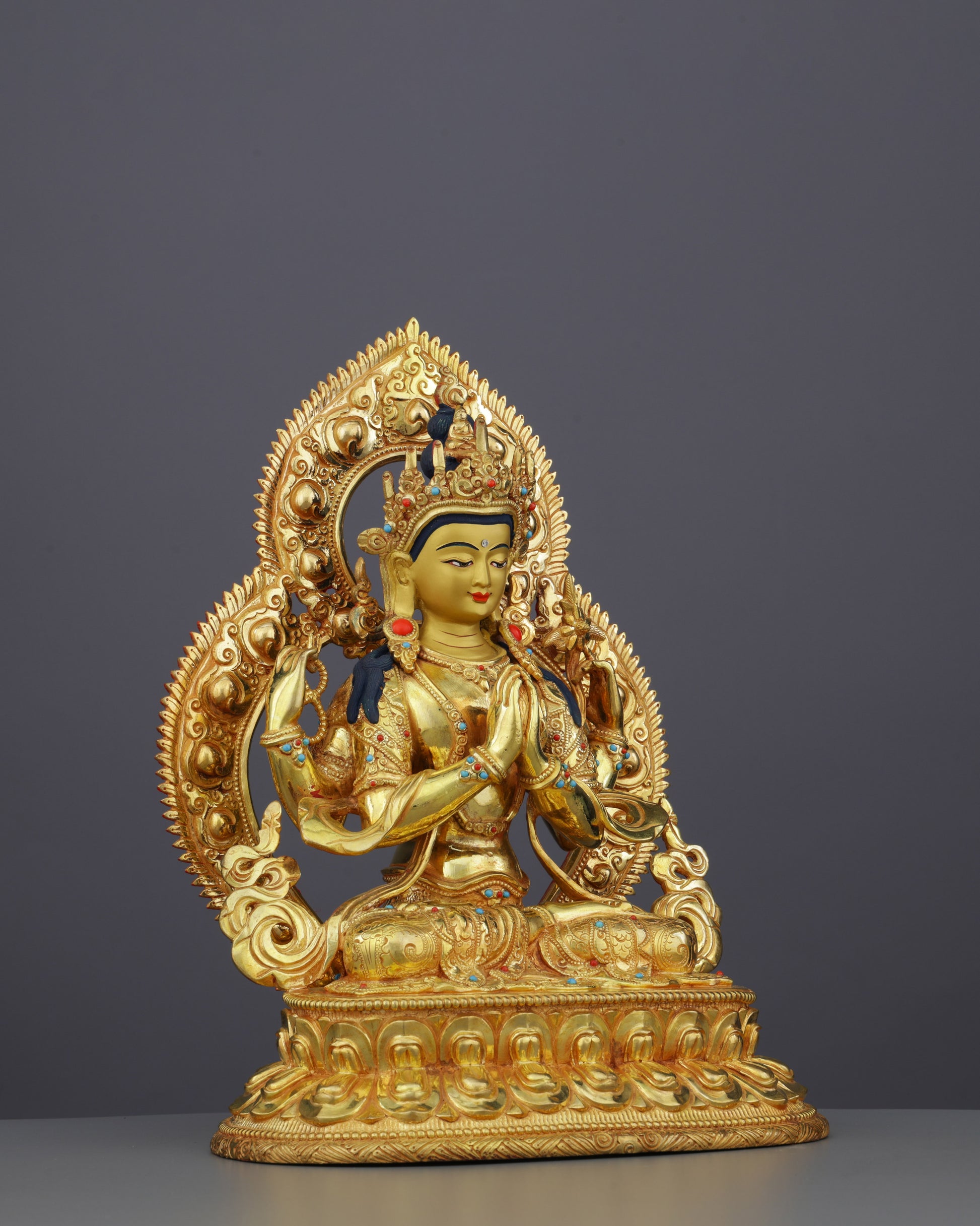 Chengresi Statue | Divine Compassion in Golden Splendor - Authentic Handcrafted Statue