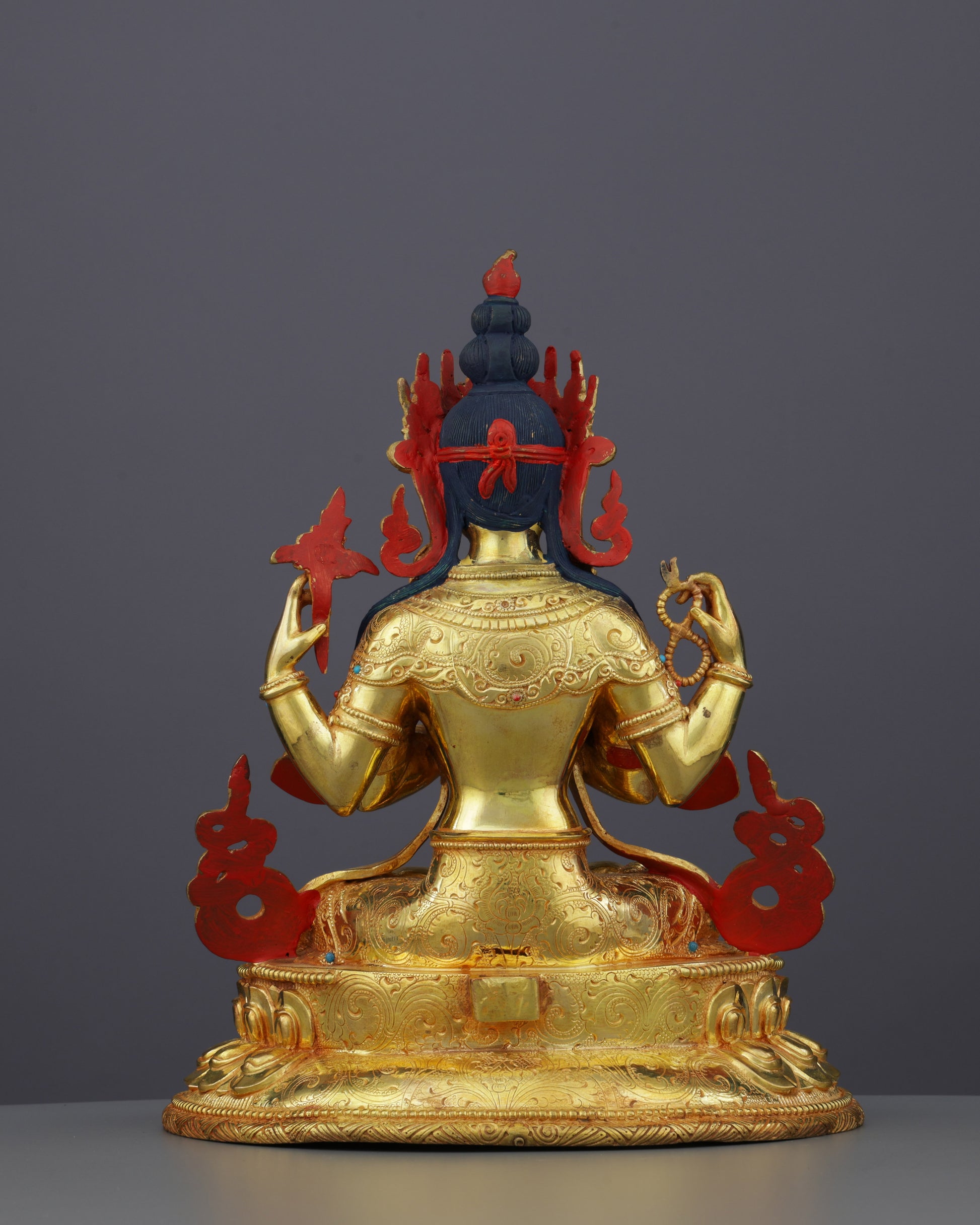 Chengresi Statue | Divine Compassion in Golden Splendor - Authentic Handcrafted Statue