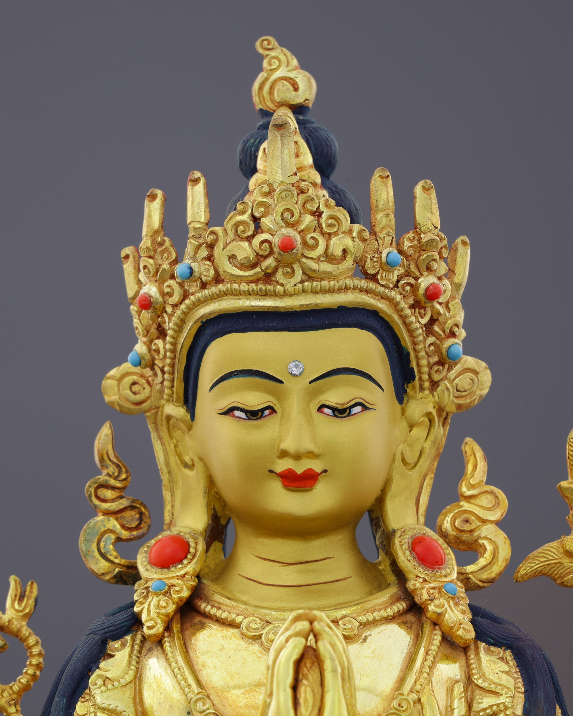 Chengresi Statue | Divine Compassion in Golden Splendor - Authentic Handcrafted Statue