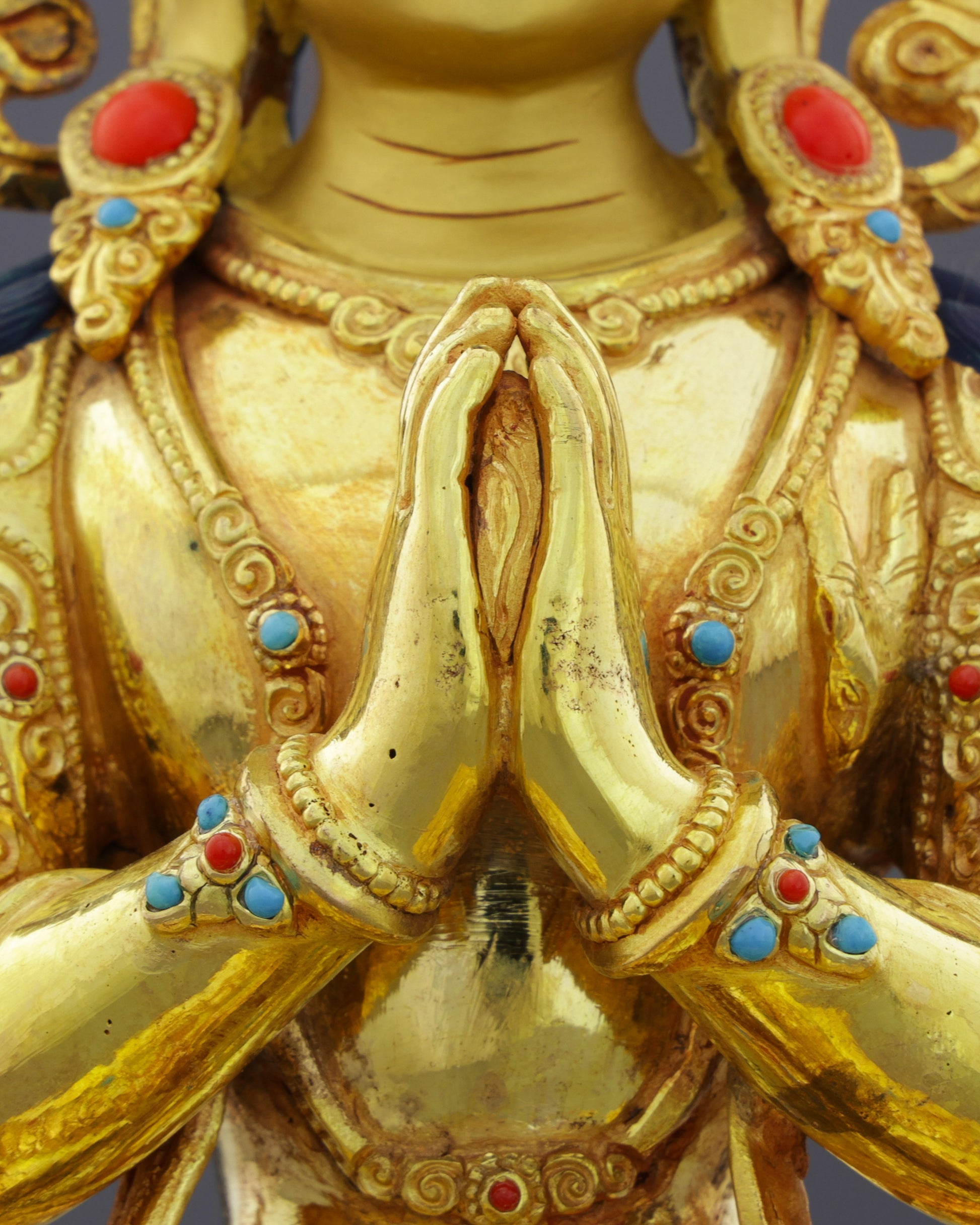 Chengresi Statue | Divine Compassion in Golden Splendor - Authentic Handcrafted Statue