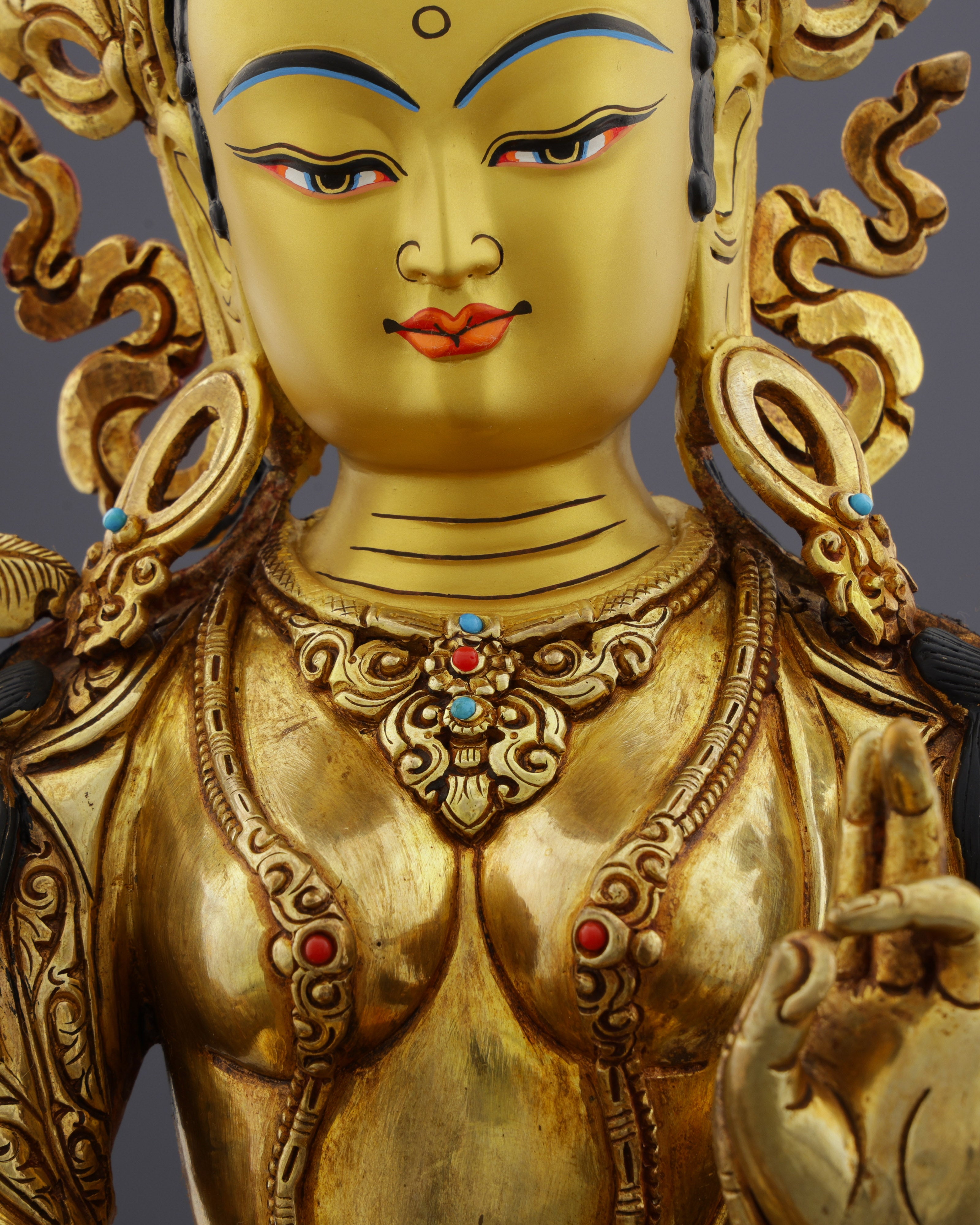 Invoke Gentle Liberation | Exquisite 24K Gold Gilded Green Tara Statue