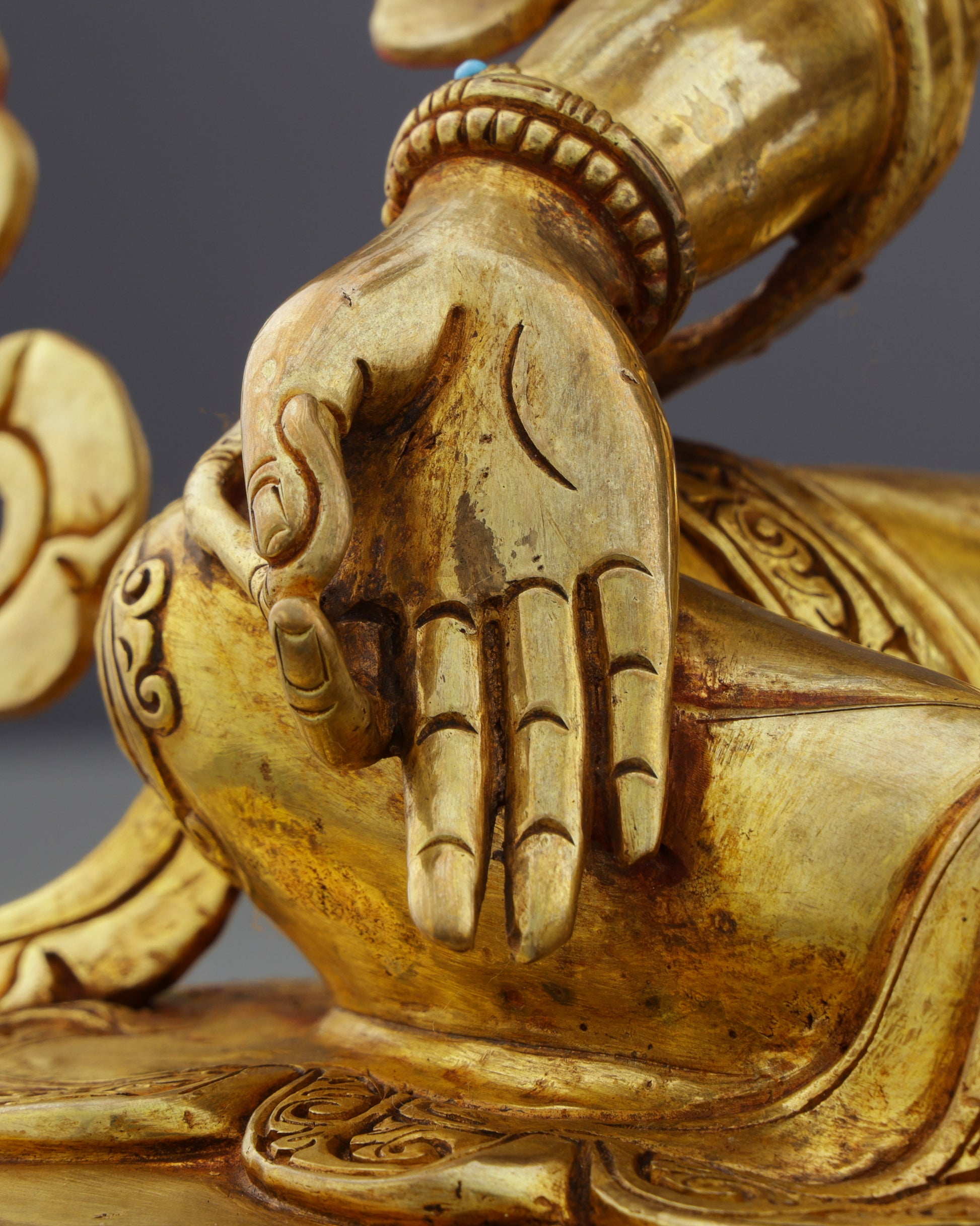 Invoke Gentle Liberation | Exquisite 24K Gold Gilded Green Tara Statue - Authentic Handcrafted Statue