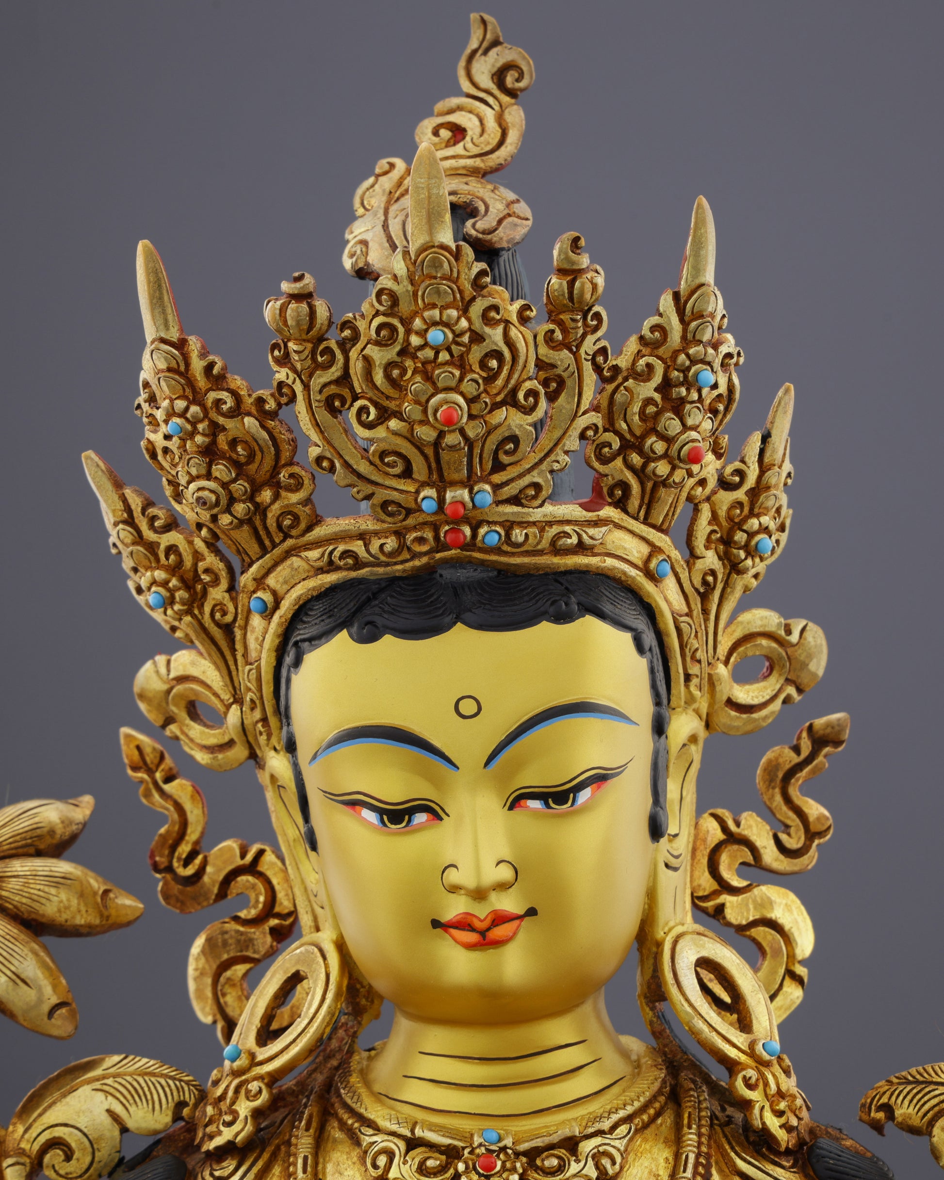 Invoke Gentle Liberation | Exquisite 24K Gold Gilded Green Tara Statue - Authentic Handcrafted Statue