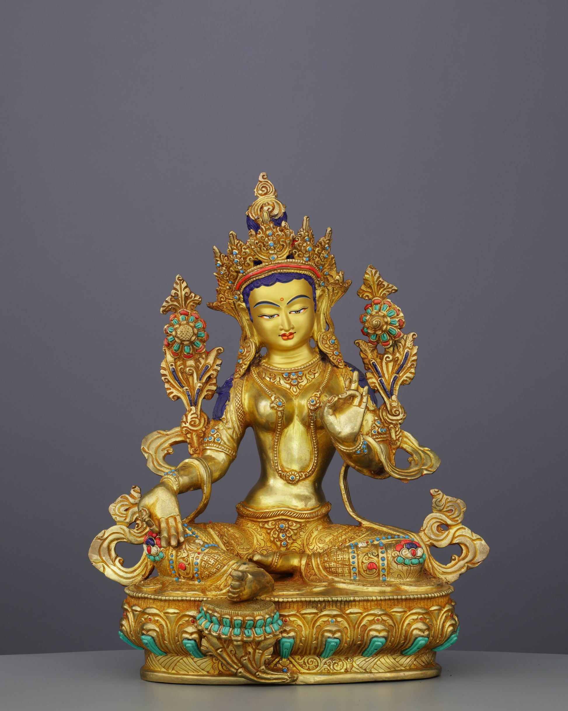 Divine Green Tara Statue | Radiant Nepalese Masterpiece of Compassion and Protection - Authentic Handcrafted Statue
