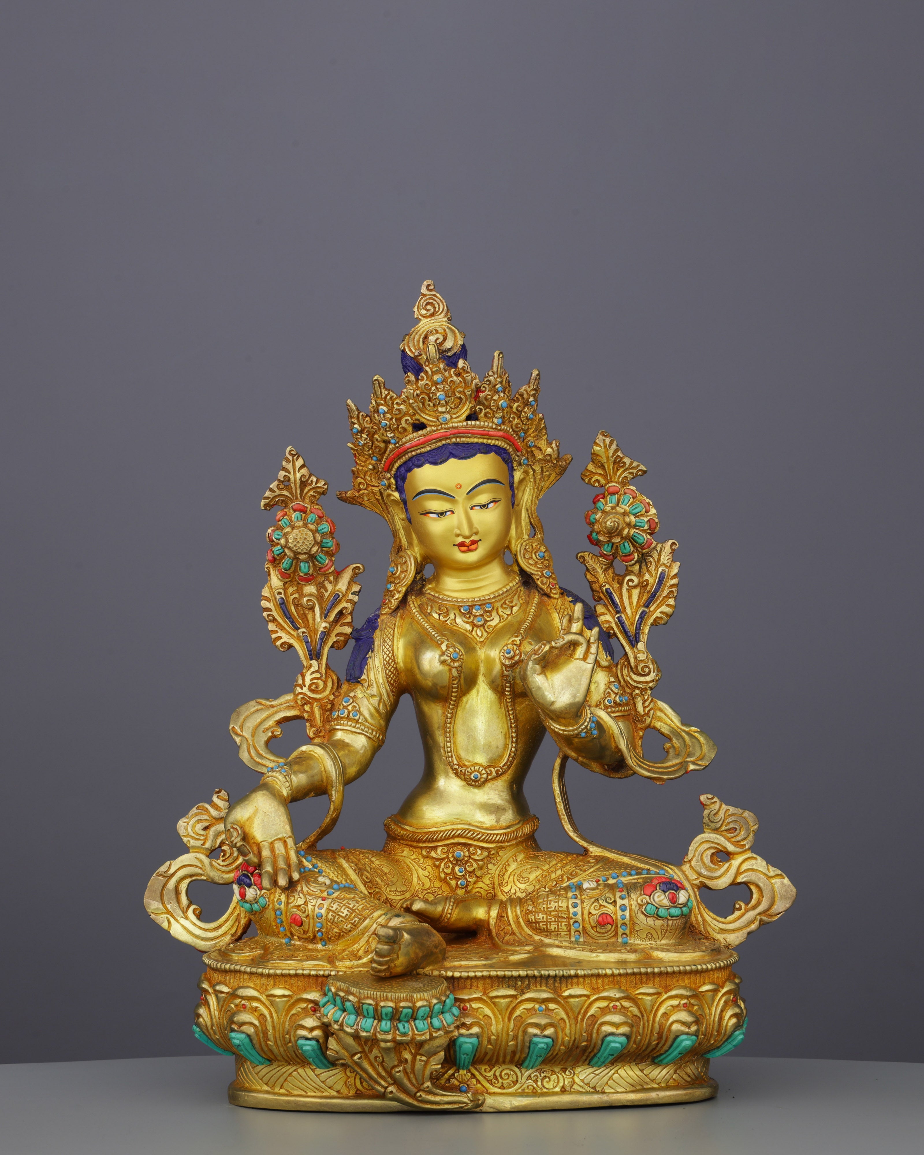 Divine Green Tara Statue | Radiant Nepalese Masterpiece of Compassion and Protection