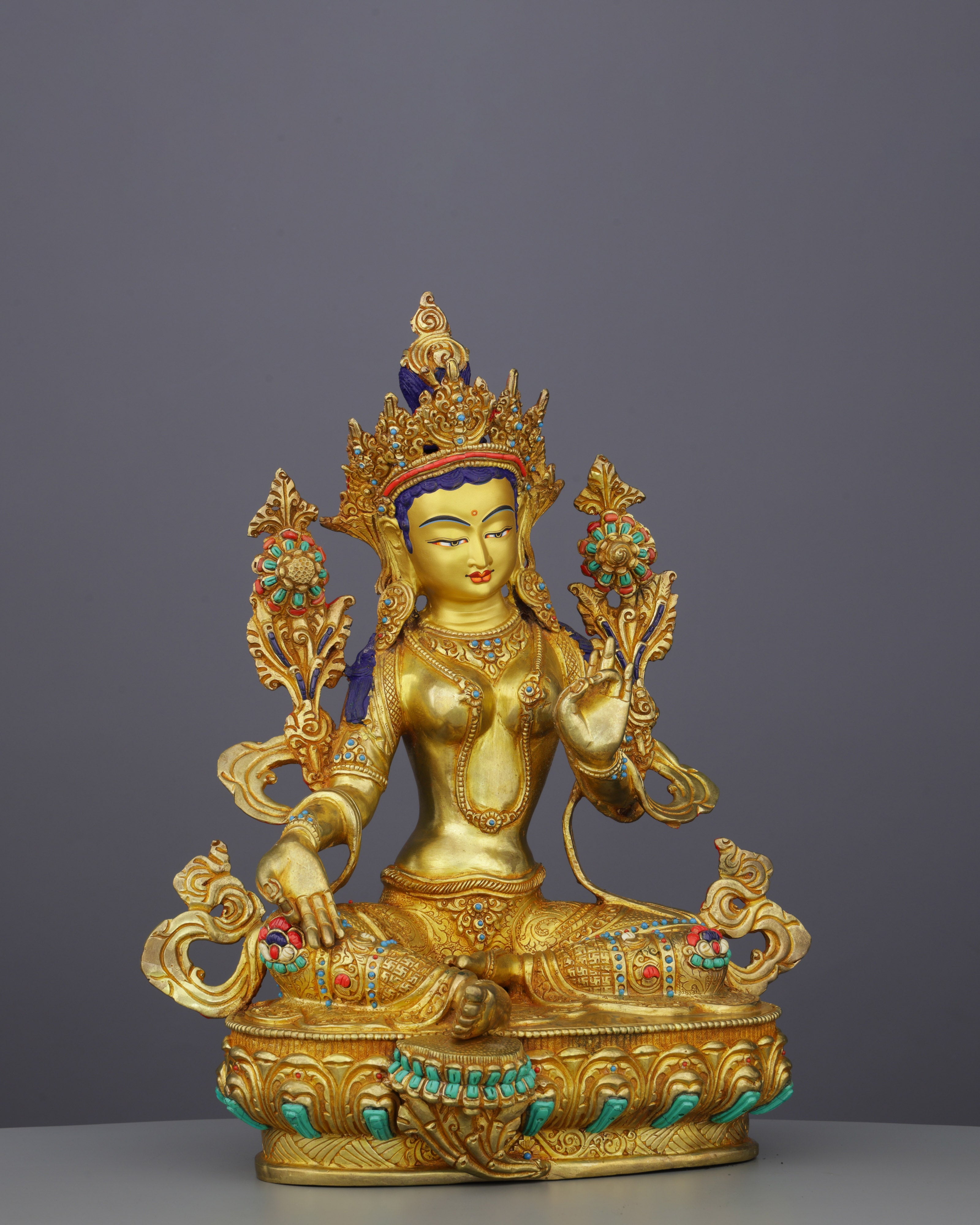 Divine Green Tara Statue | Radiant Nepalese Masterpiece of Compassion and Protection