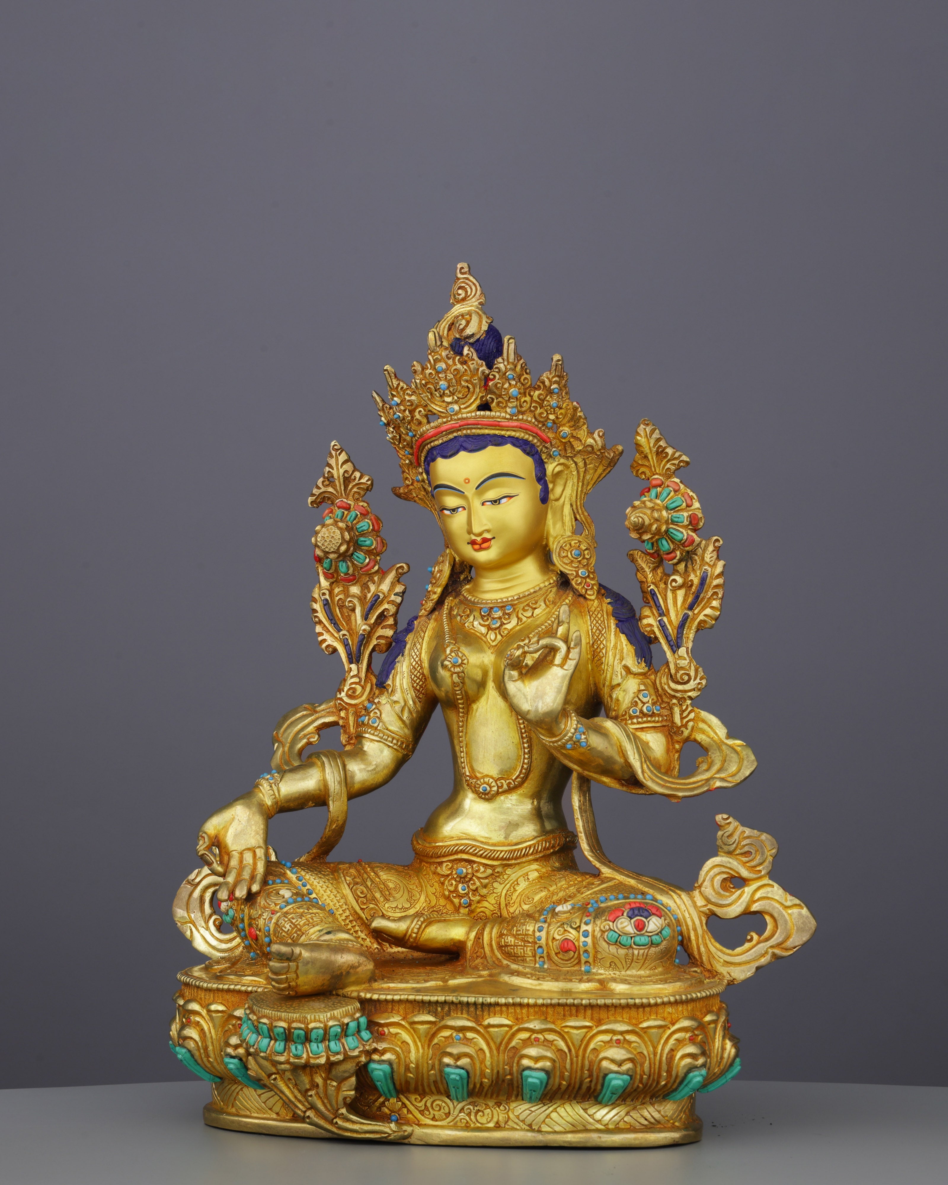 Divine Green Tara Statue | Radiant Nepalese Masterpiece of Compassion and Protection