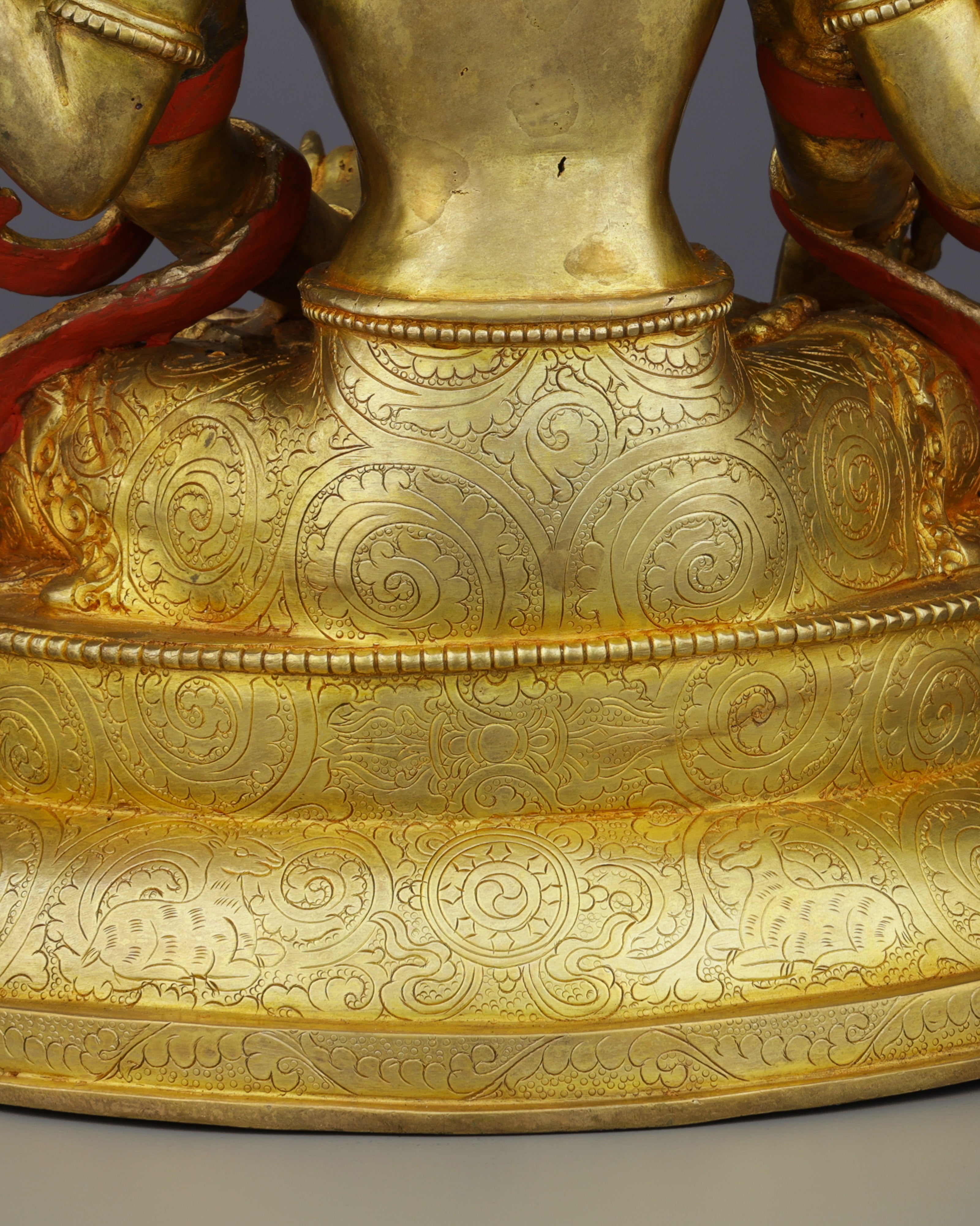 Six-Armed Compassion | Exquisite Nepalese Shadbhuja Avalokiteshvara Statue in 24K Gold