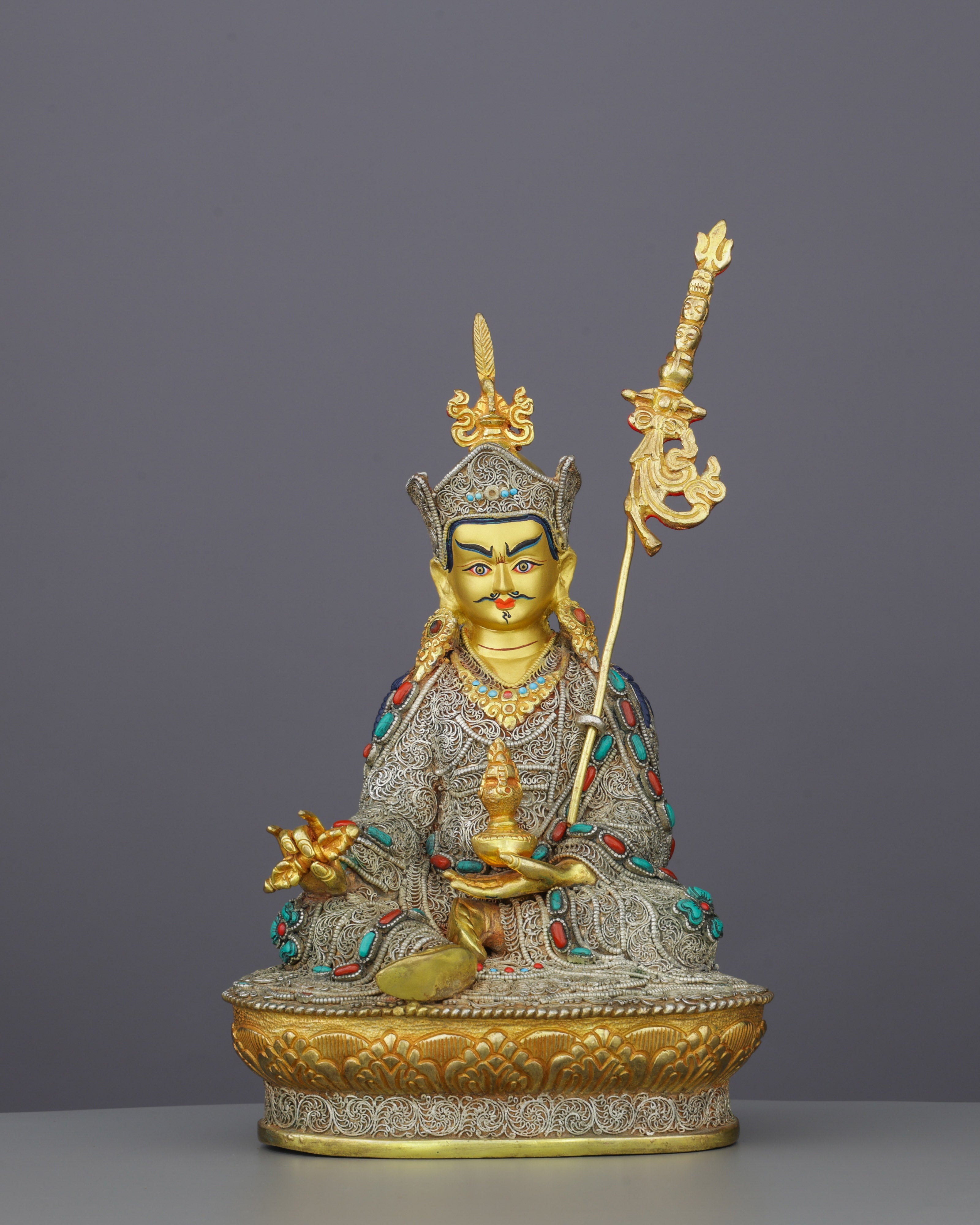 Exquisite Guru Rinpoche Statue | A Masterpiece of Nepalese Sacred Artistry
