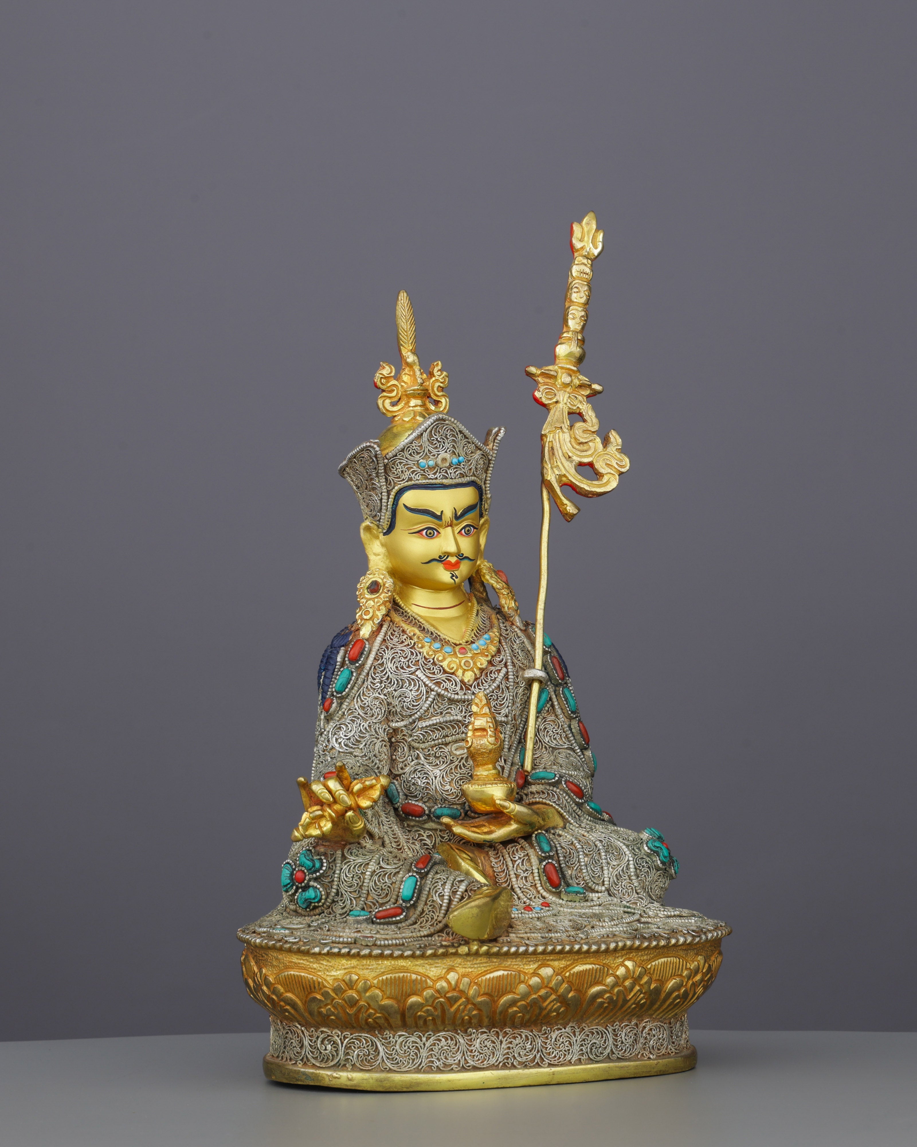 Exquisite Guru Rinpoche Statue | A Masterpiece of Nepalese Sacred Artistry