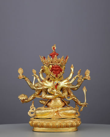 Supreme Union | Magnificent Nepalese Guhyasamaja Yab-Yum Statue in 24K Gold