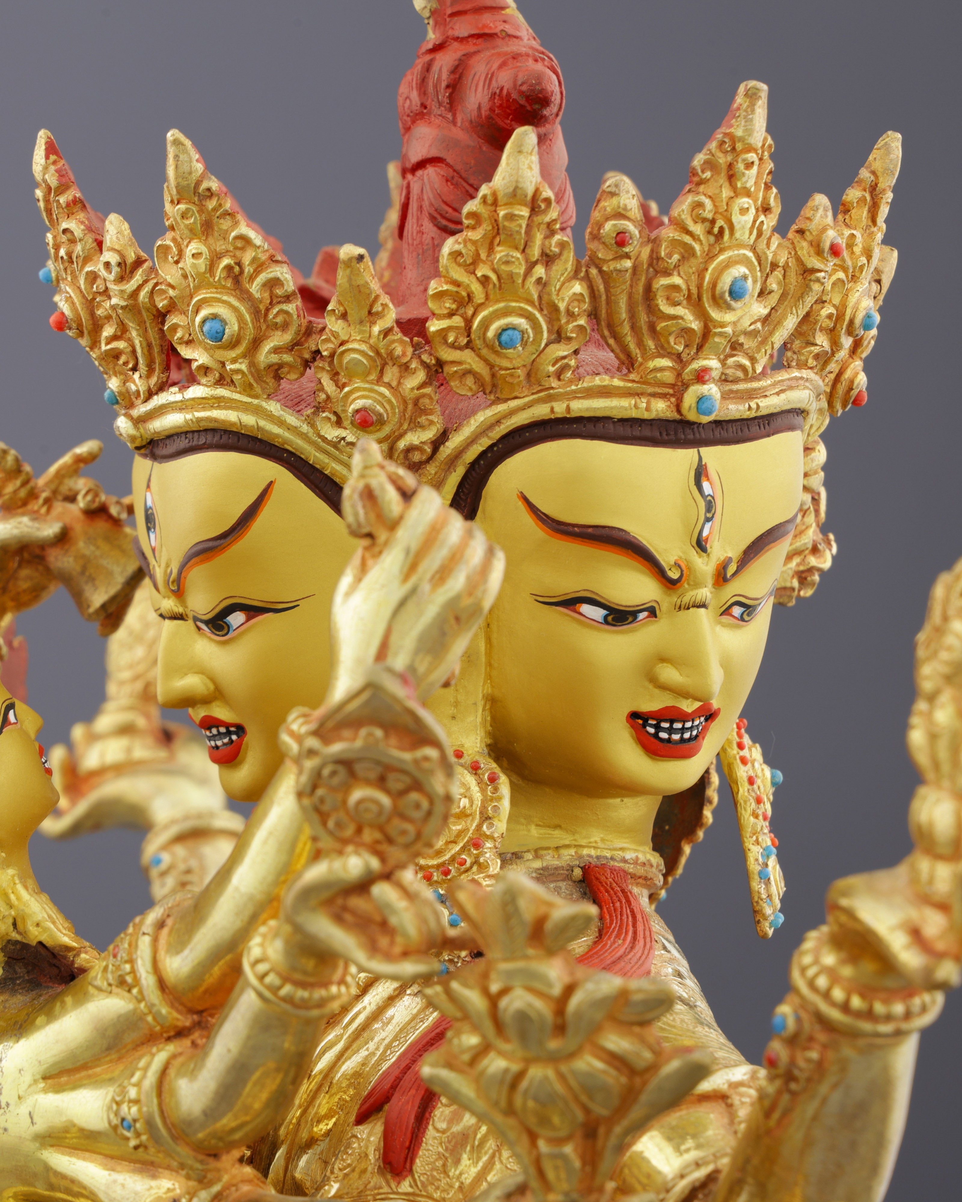 Supreme Union | Magnificent Nepalese Guhyasamaja Yab-Yum Statue in 24K Gold