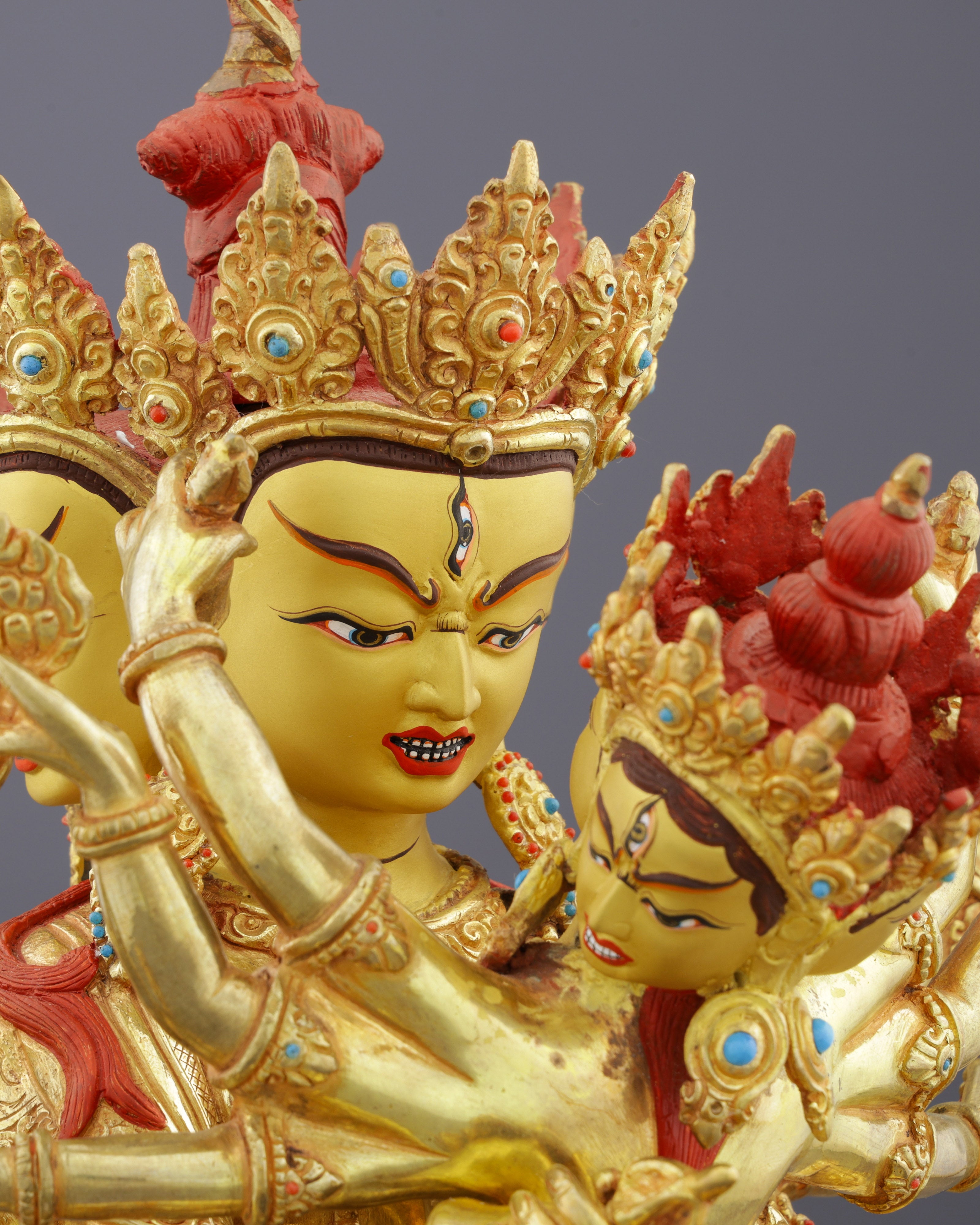 Supreme Union | Magnificent Nepalese Guhyasamaja Yab-Yum Statue in 24K Gold