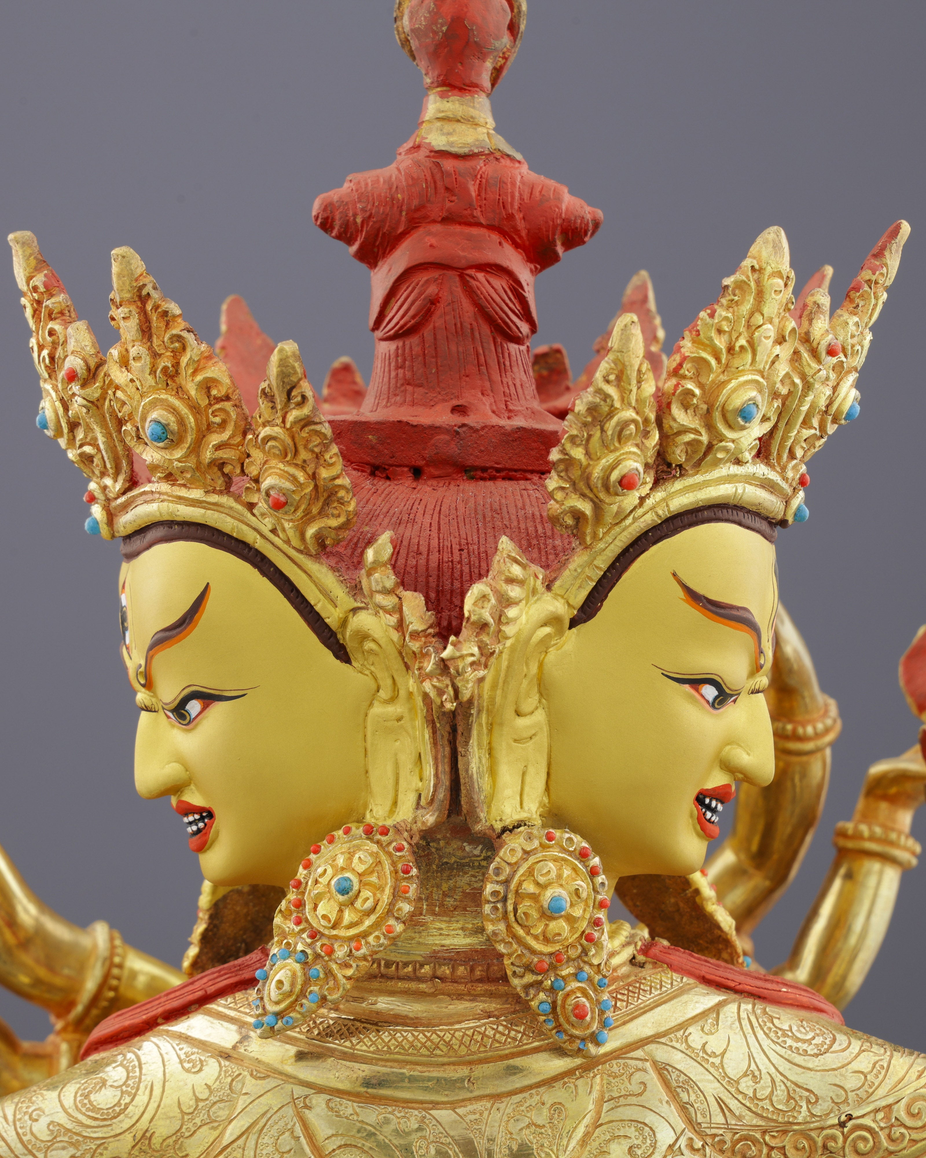 Supreme Union | Magnificent Nepalese Guhyasamaja Yab-Yum Statue in 24K Gold