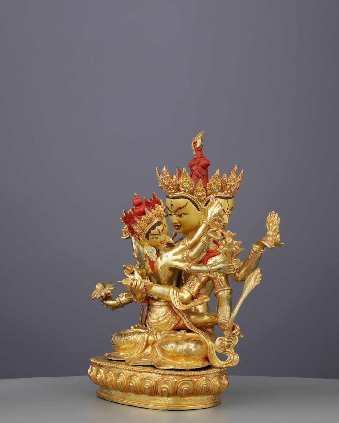 Supreme Union | Magnificent Nepalese Guhyasamaja Yab-Yum Statue in 24K Gold - Handcrafted Buddhist Statue - Authentic Sacred Art