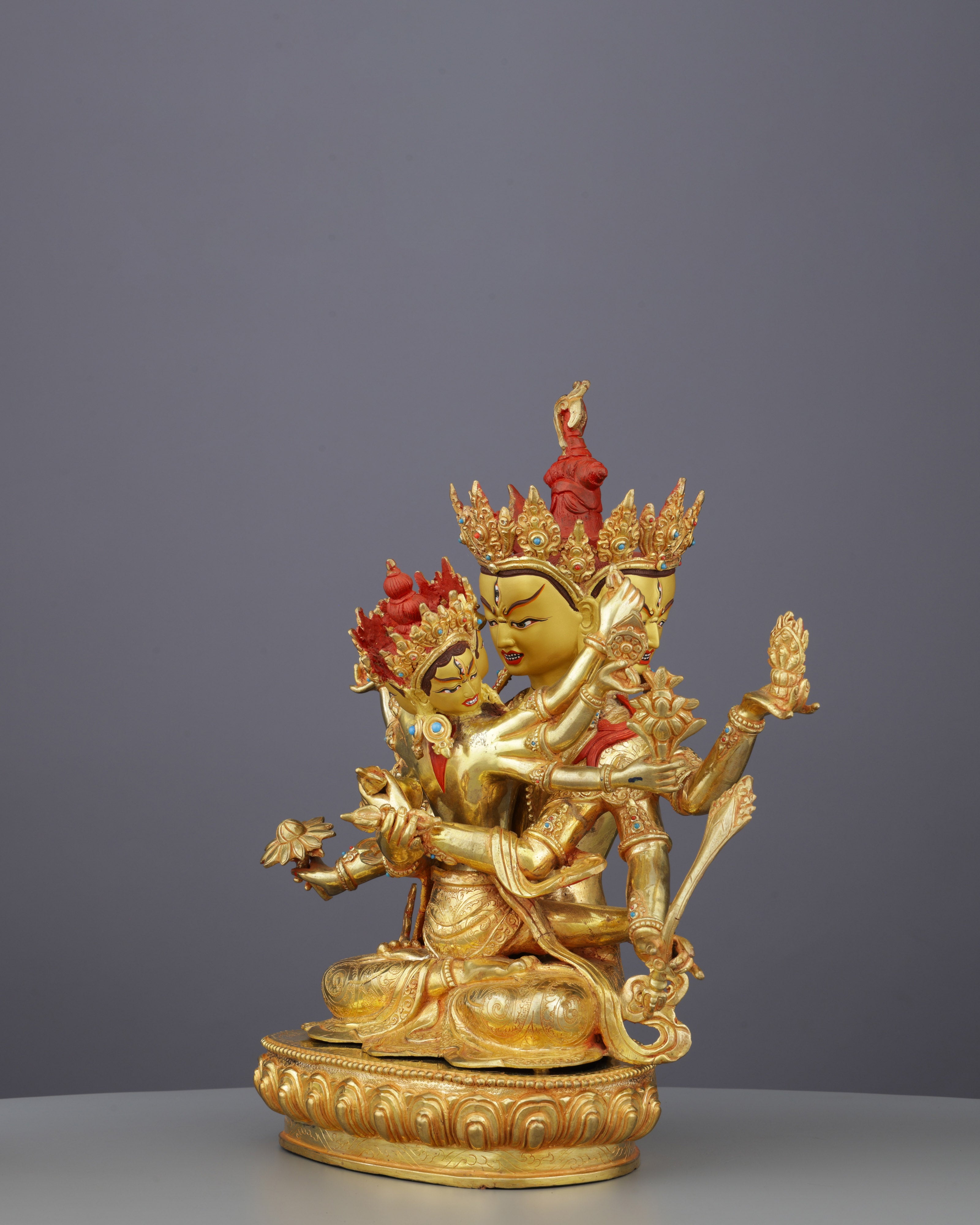 Supreme Union | Magnificent Nepalese Guhyasamaja Yab-Yum Statue in 24K Gold