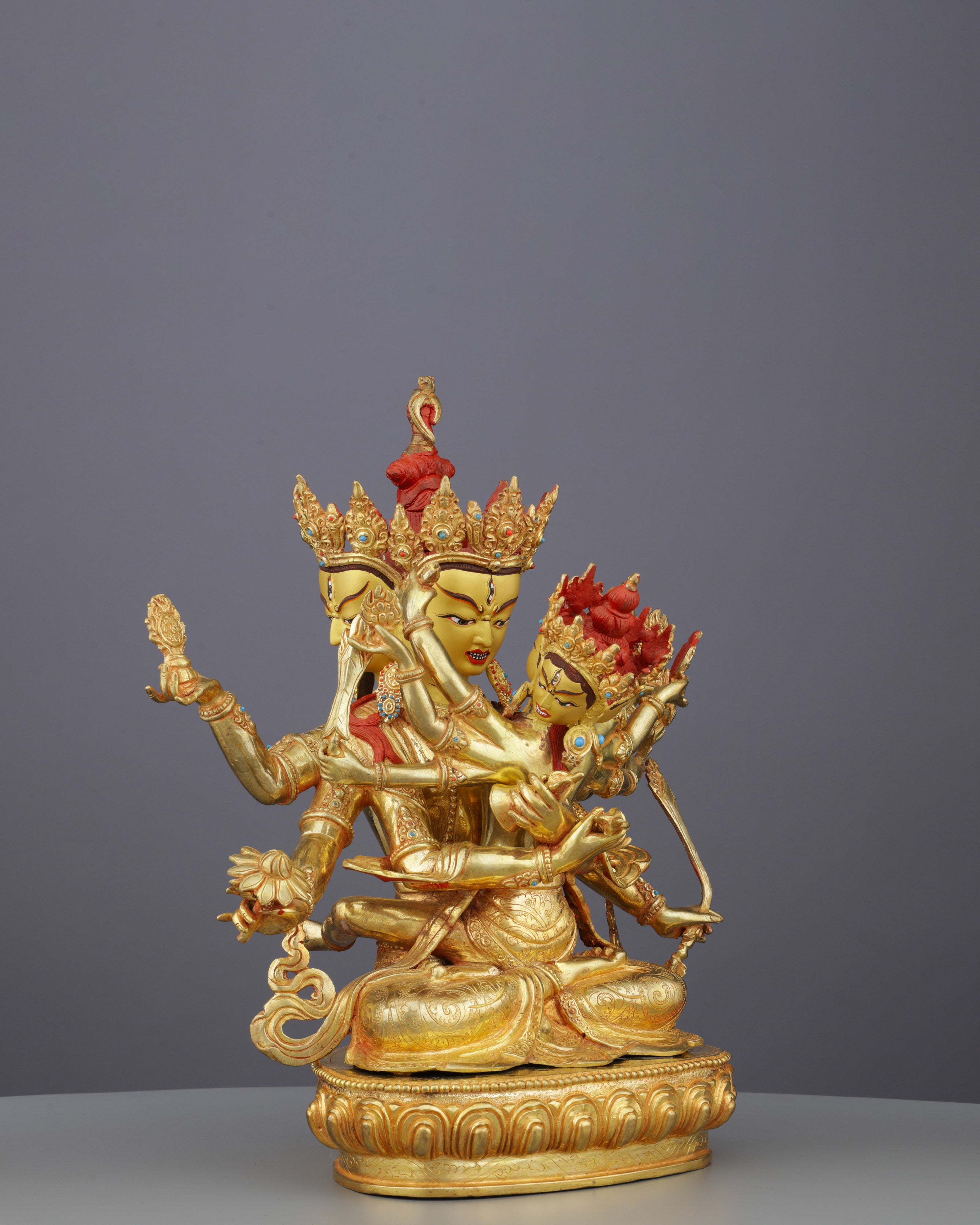 Supreme Union | Magnificent Nepalese Guhyasamaja Yab-Yum Statue in 24K Gold