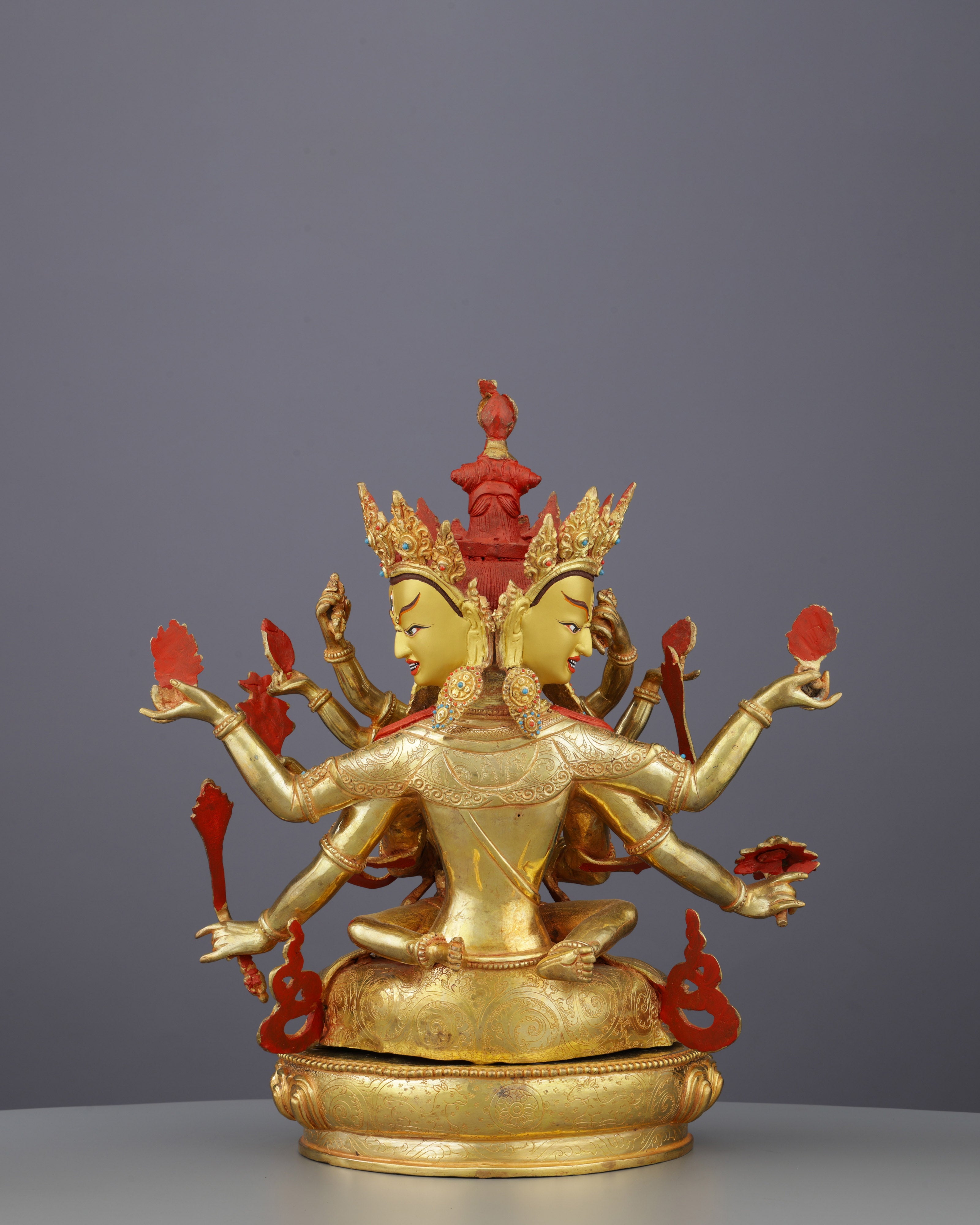 Supreme Union | Magnificent Nepalese Guhyasamaja Yab-Yum Statue in 24K Gold