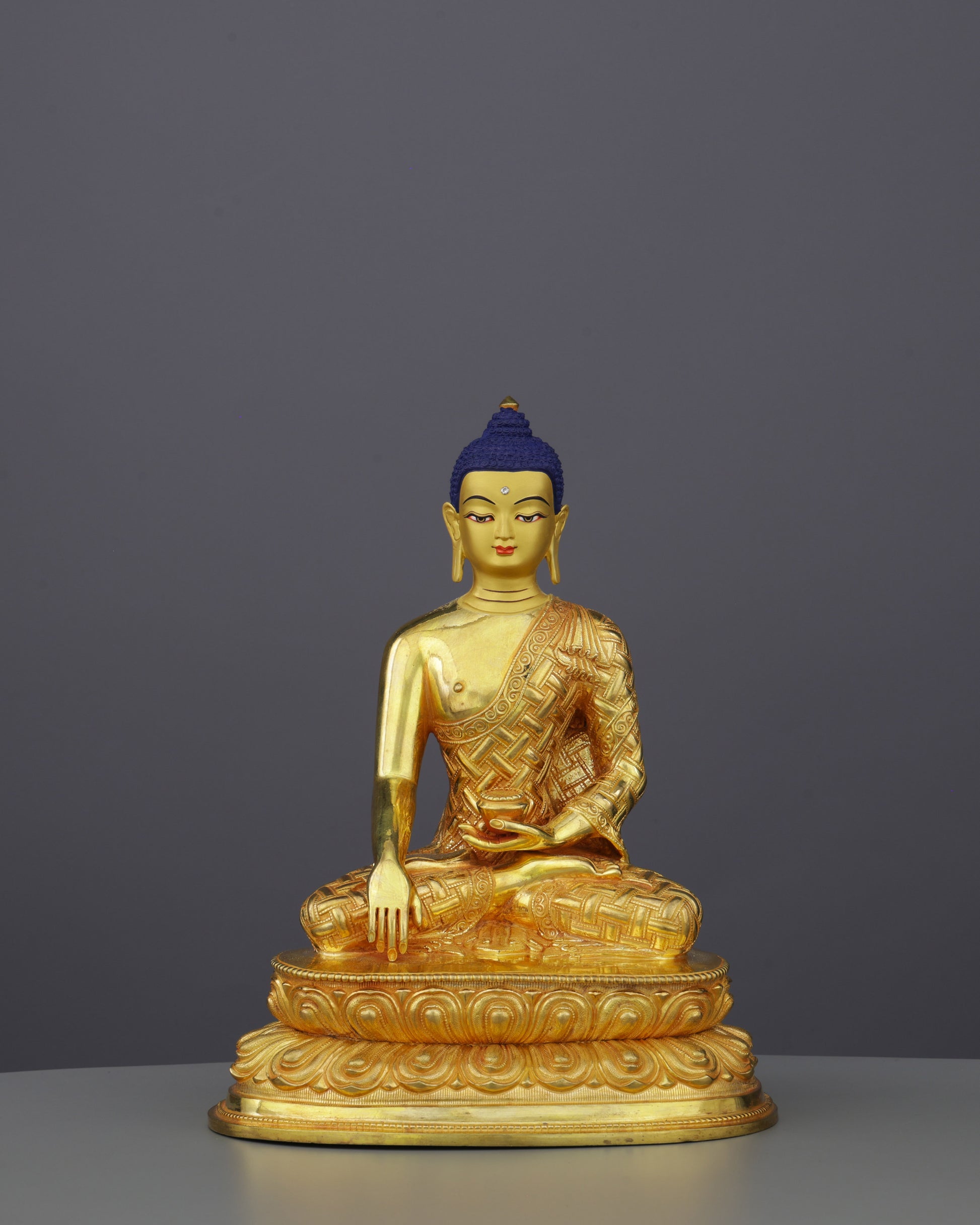 Radiant Enlightenment | Handcrafted Nepalese Sakyamuni Buddha Statue in 24K Gold - Authentic Handcrafted Statue