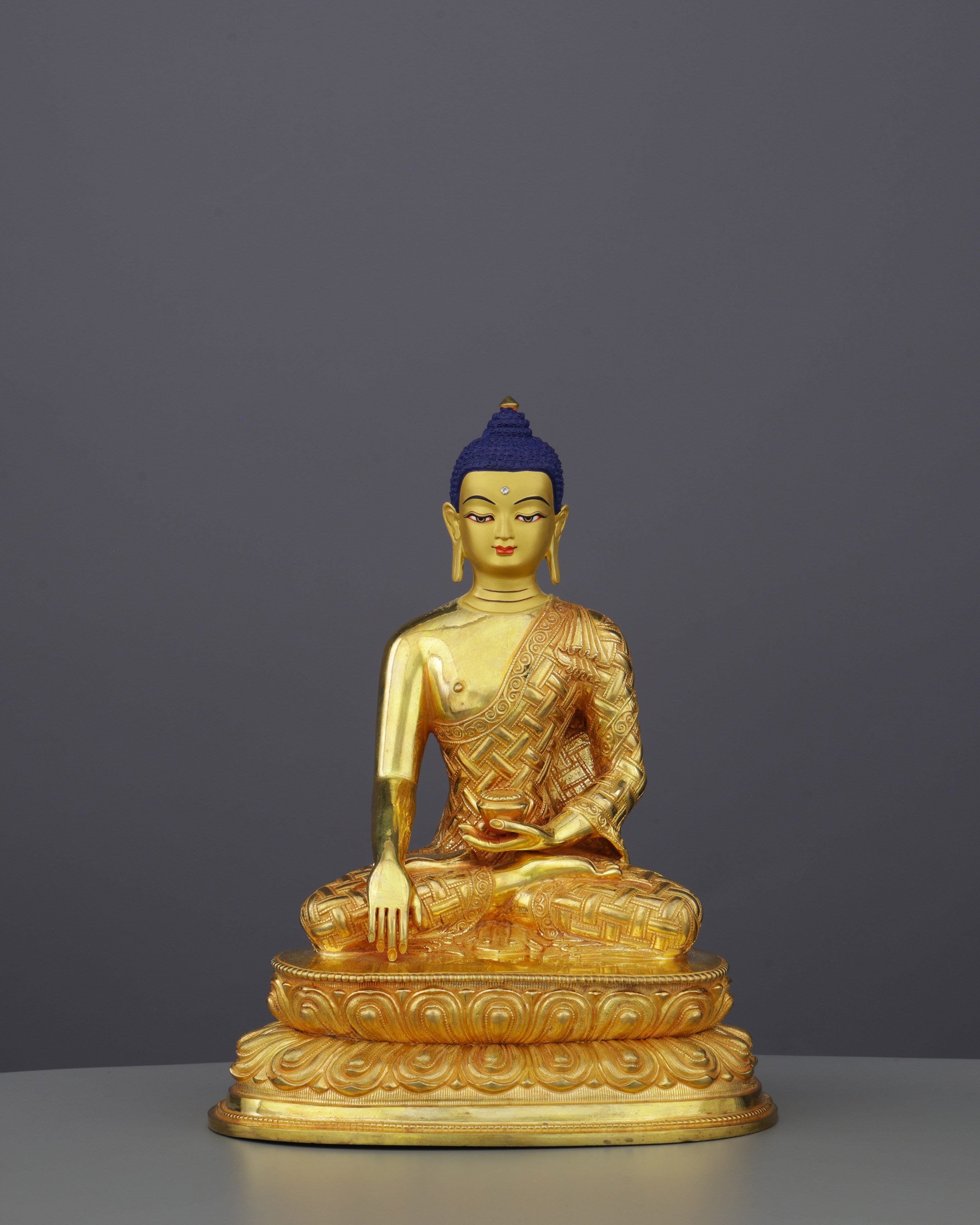 Radiant Enlightenment | Handcrafted Nepalese Sakyamuni Buddha Statue in 24K Gold