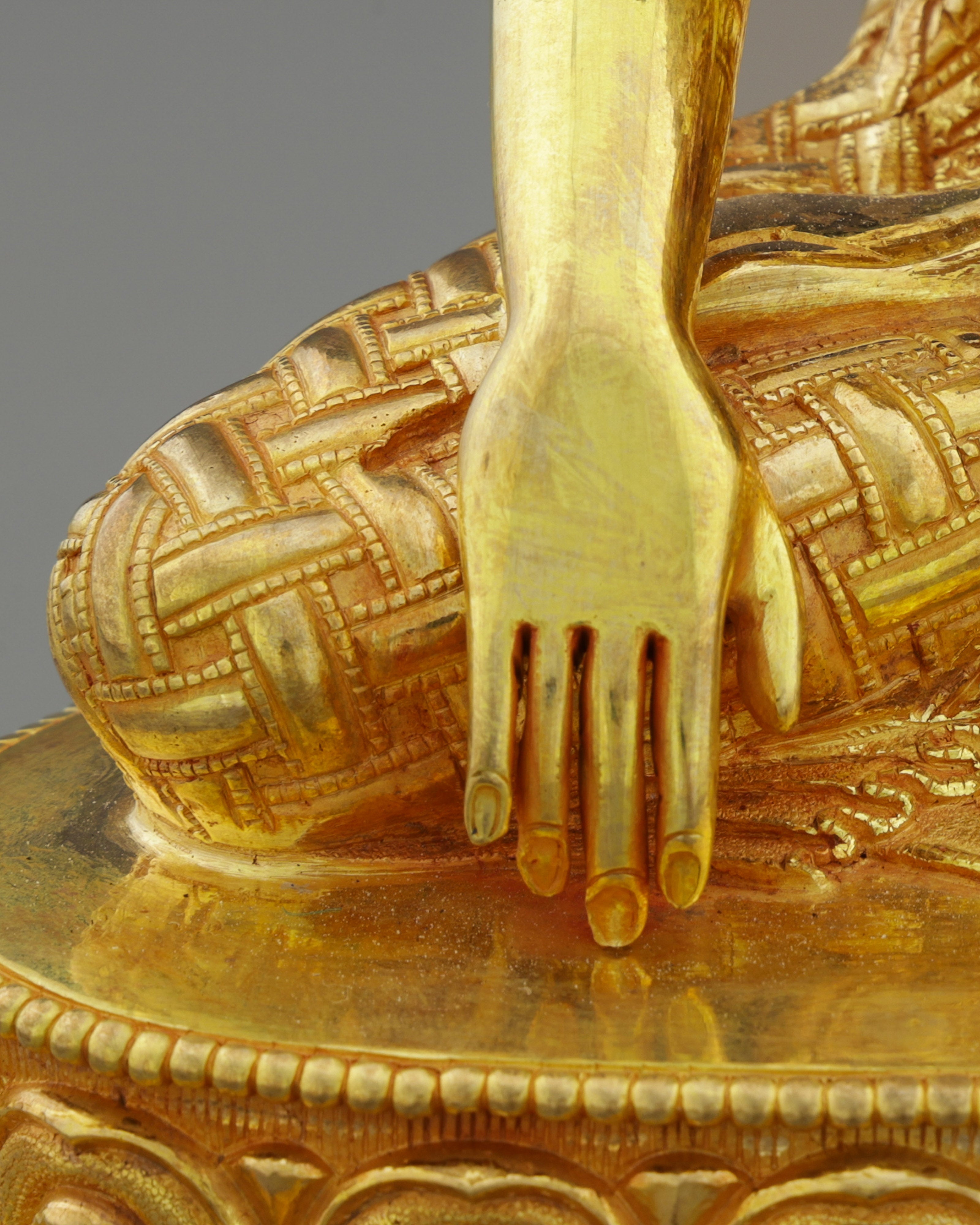 Radiant Enlightenment | Handcrafted Nepalese Sakyamuni Buddha Statue in 24K Gold
