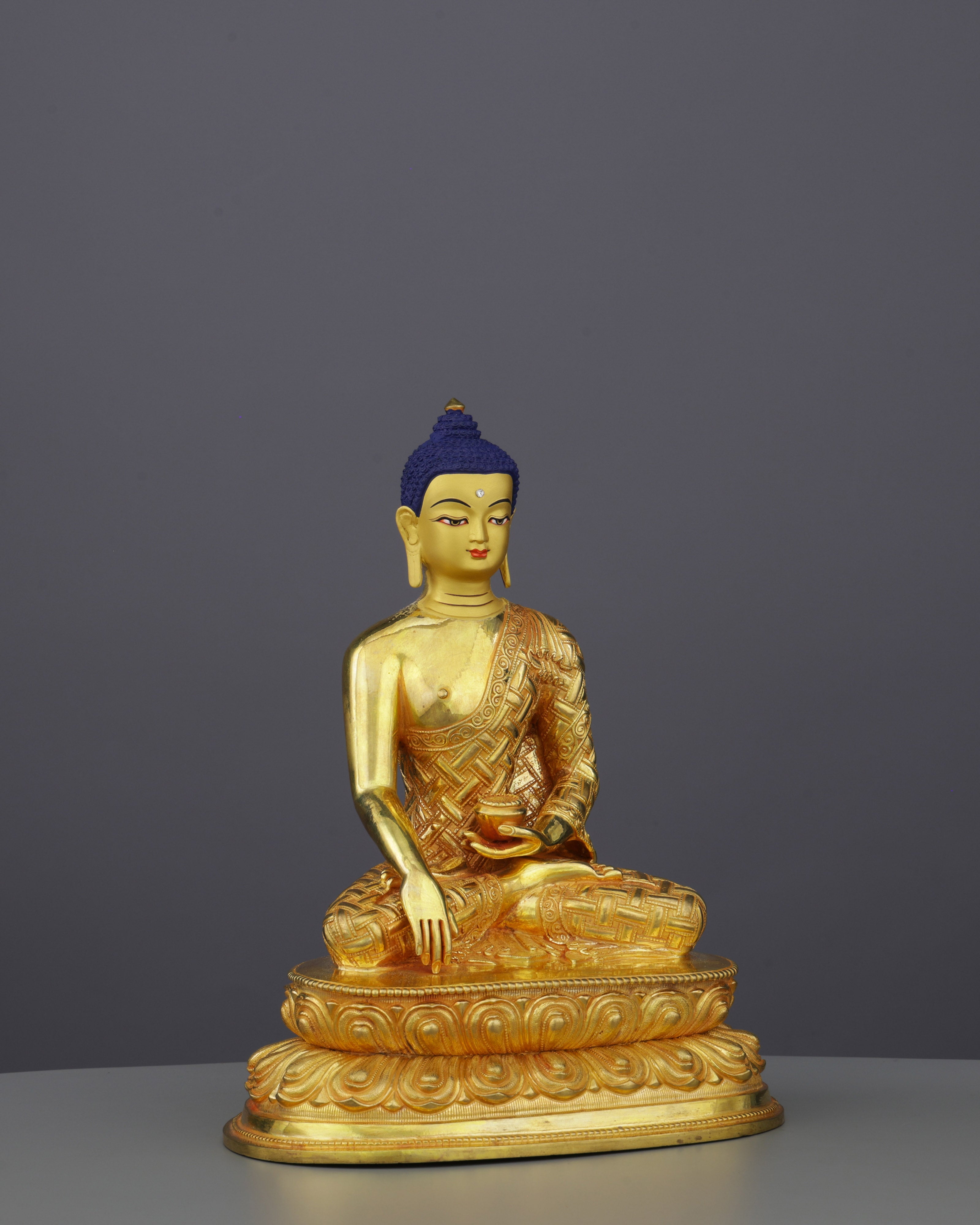 Radiant Enlightenment | Handcrafted Nepalese Sakyamuni Buddha Statue in 24K Gold