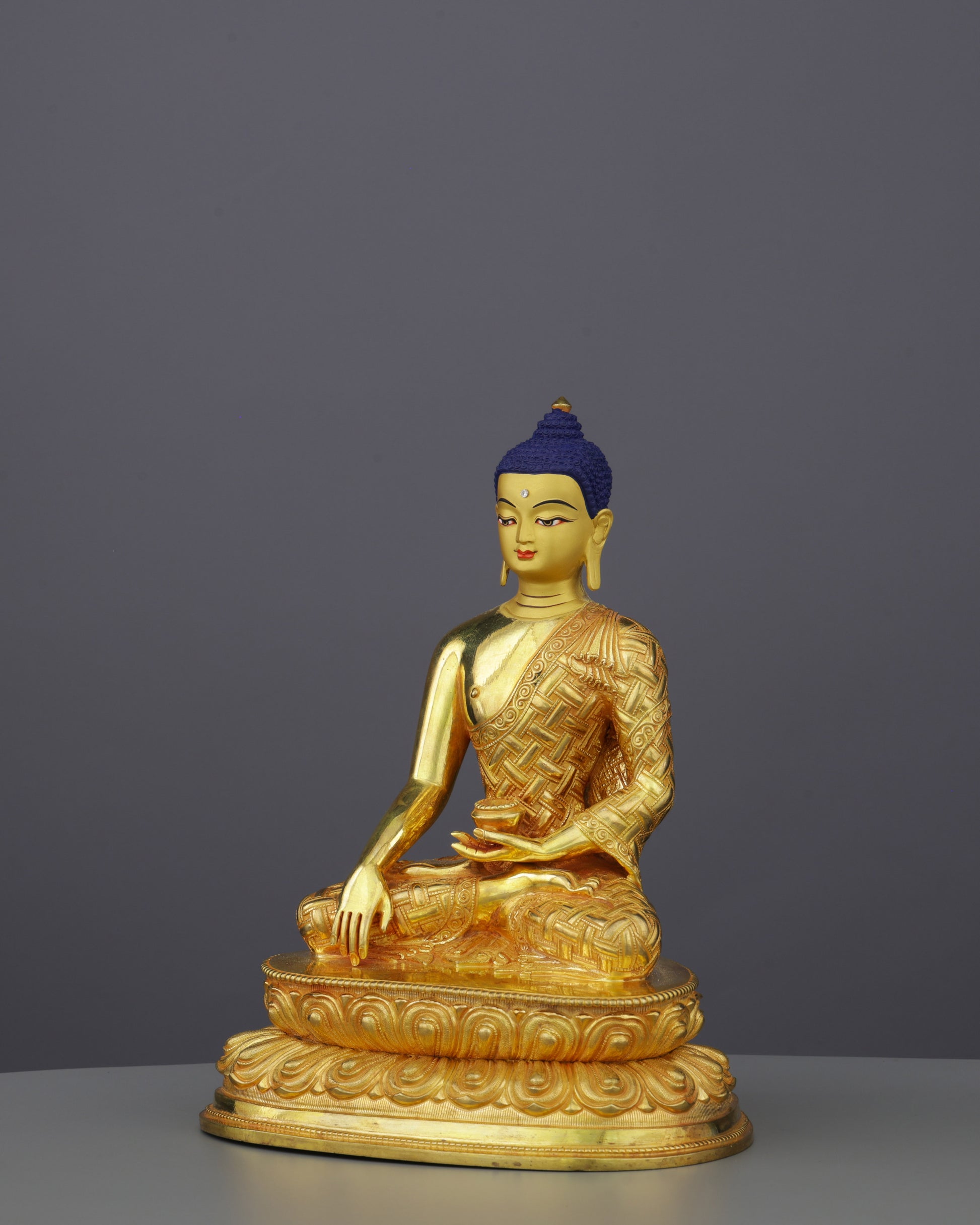 Radiant Enlightenment | Handcrafted Nepalese Sakyamuni Buddha Statue in 24K Gold - Authentic Handcrafted Statue